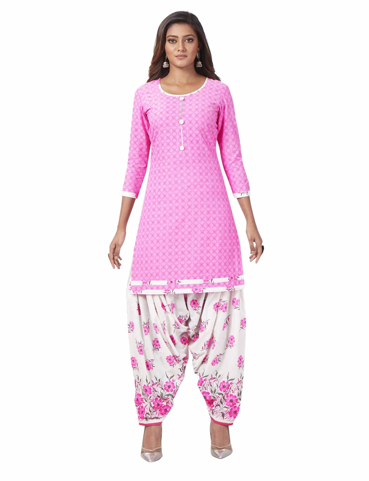 Miraan Women Cotton Unstitched Dress Material(BANDCOL923, Pink, Free Size)