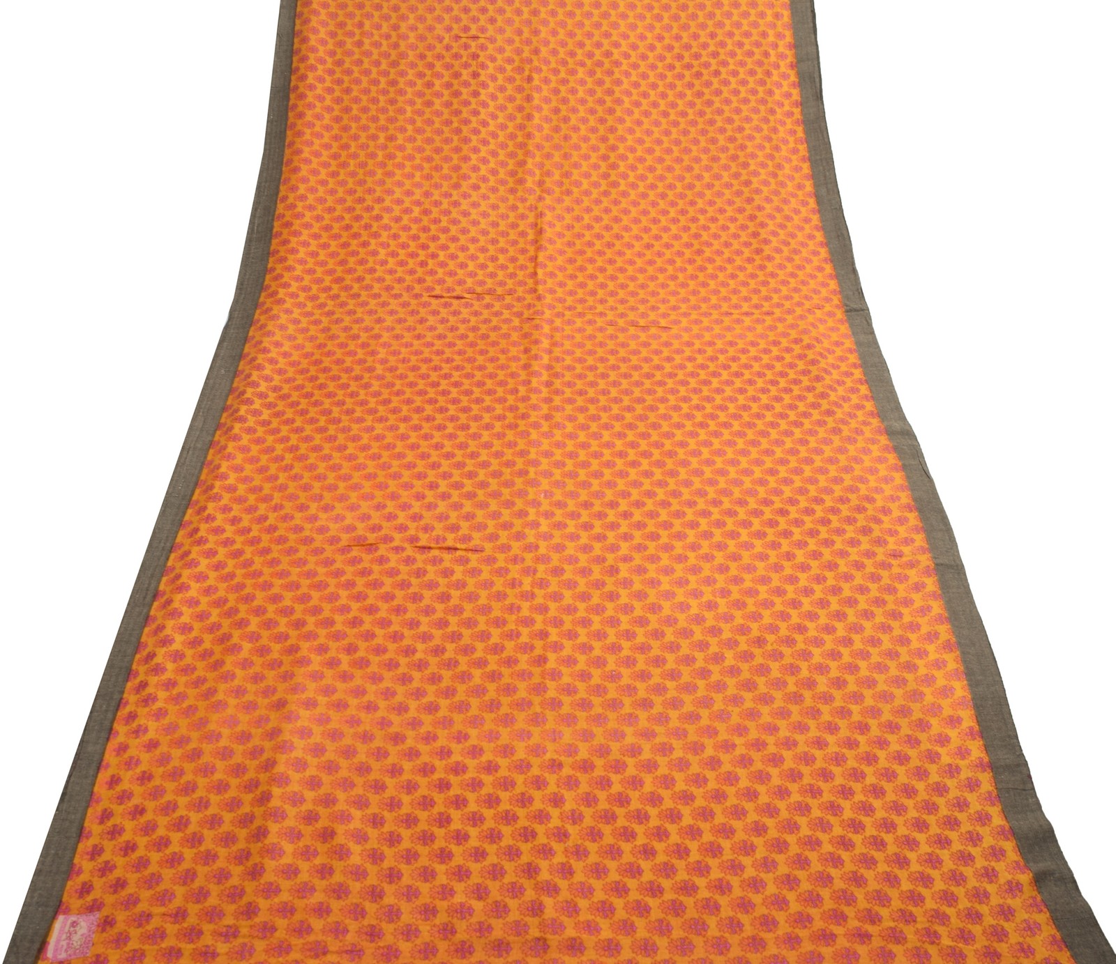 Sushila Vintage Yellow Branded Saree 100% Pure Woolen Floral Woven Sari Fabric