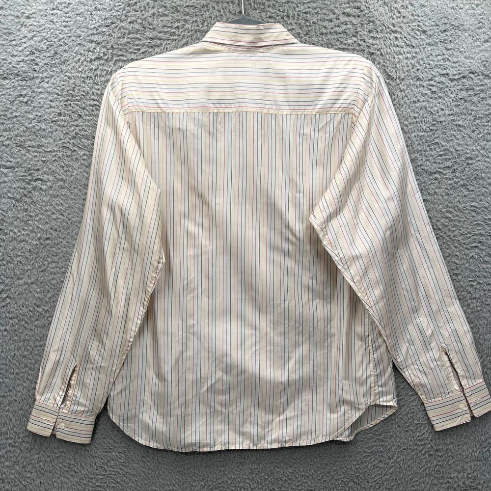Retro Silk Button Down Shirt Multi Color Candy Stripes Long Sleeve M Indie