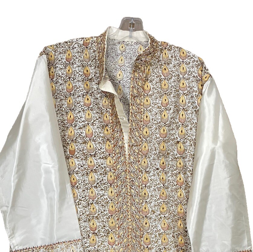 Mens Kurta Wedding Attire Special Occasion Guest Gold Beige Heavily Embroidered