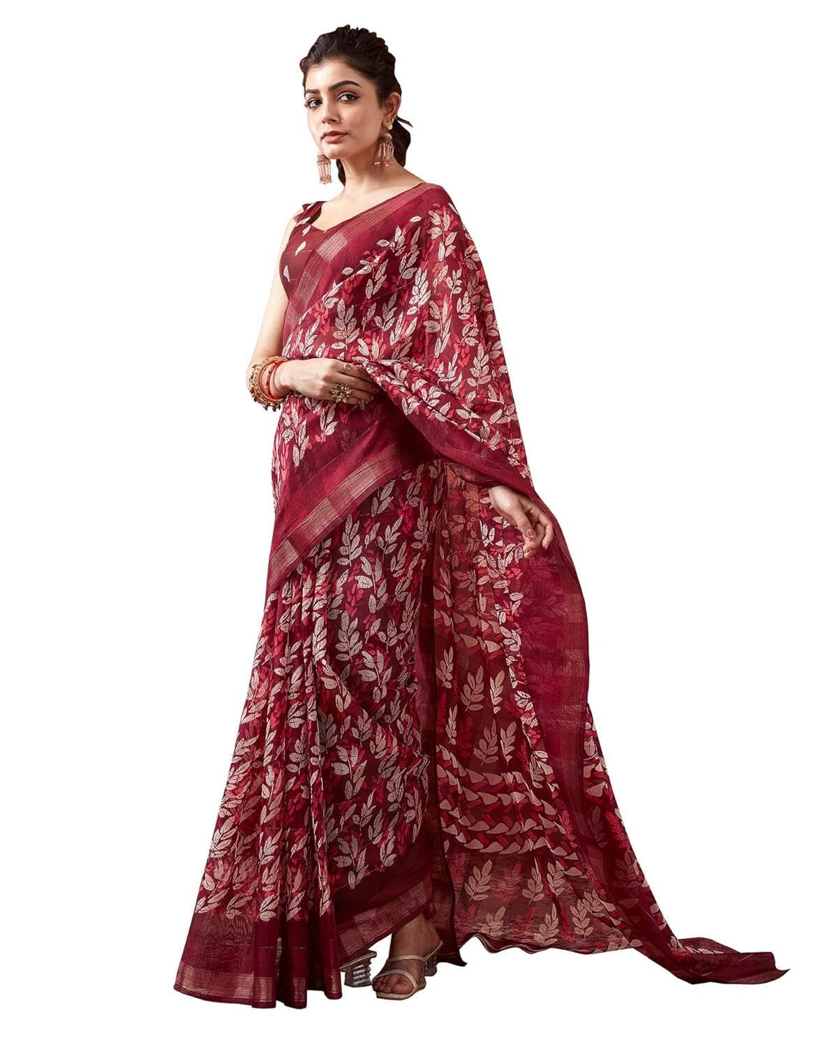 Women’s Cotton Geometric Printed Saree With Unstitched Blouse Piece