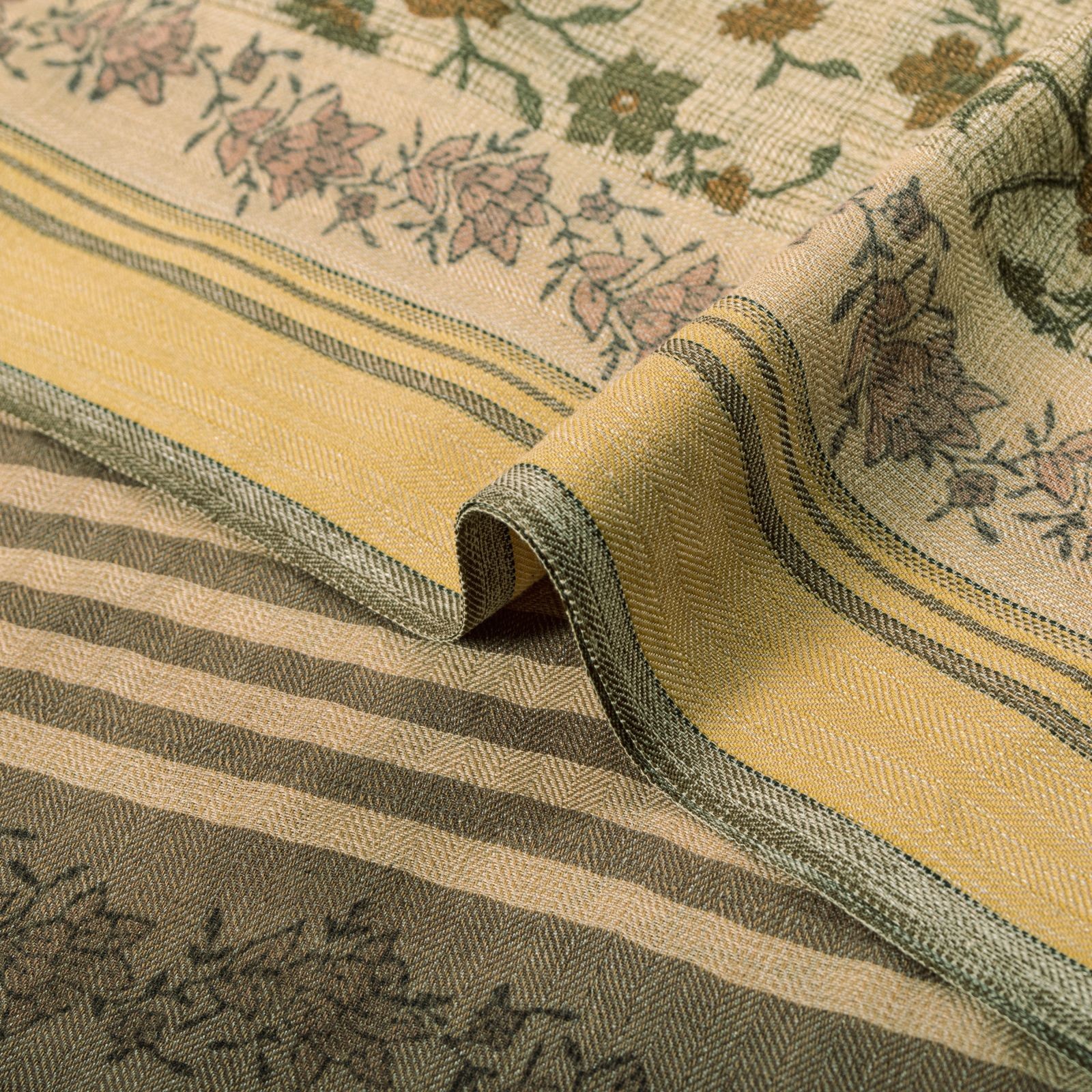 Sanskriti Vintage Pure Woolen Cream Saree Fabric Sanganeri Hand Block Print Sari