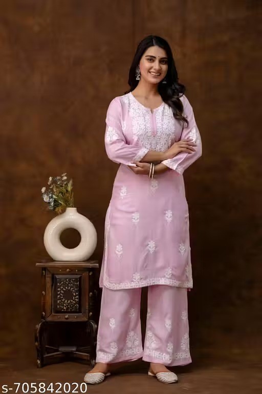 Indian Readymad Party Festive Wedding Rayon Kurta Kurti Palazzo Set for Women’s