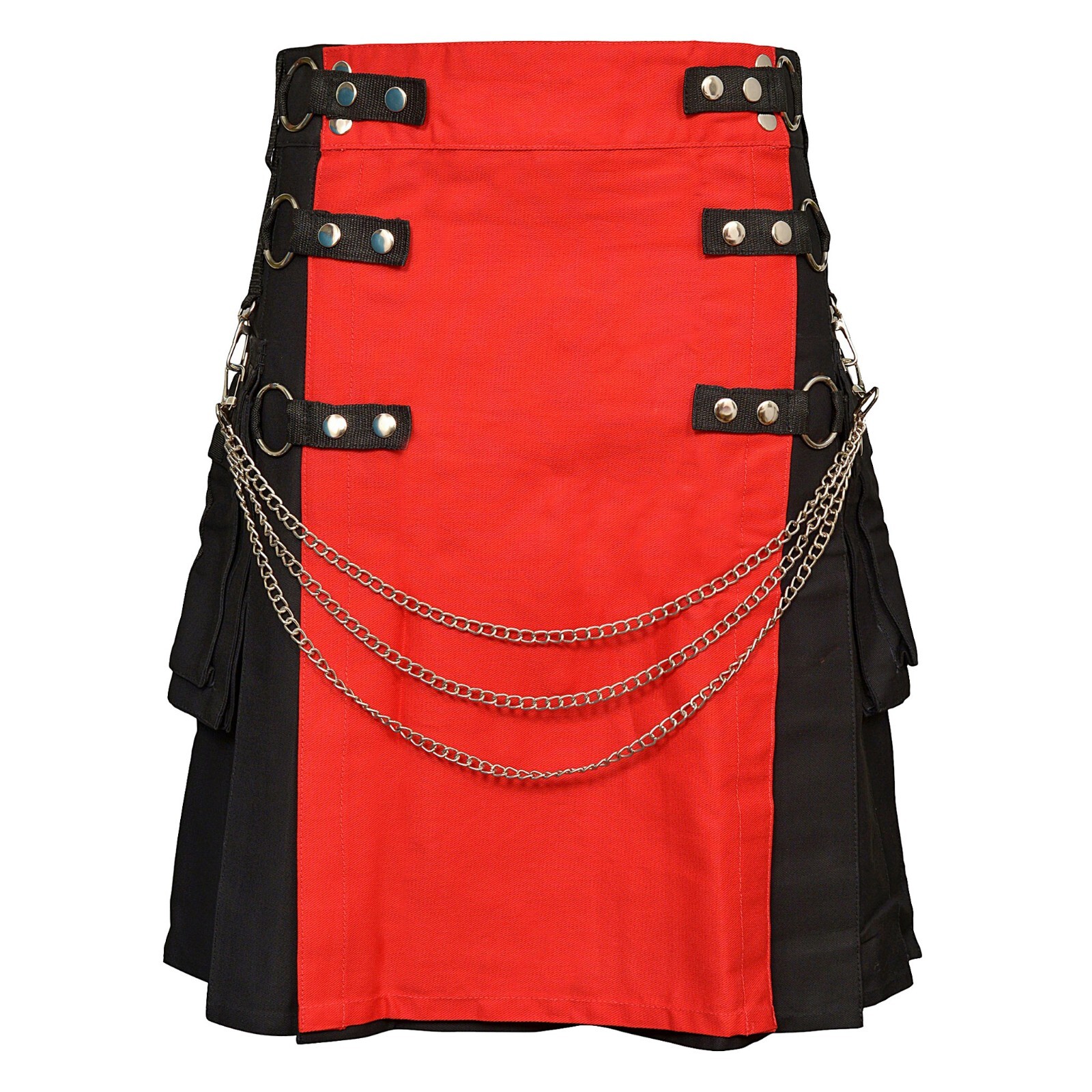 Utility Kilt Black with Removable Chains & Apron Scottish Outfit Wedding Dress