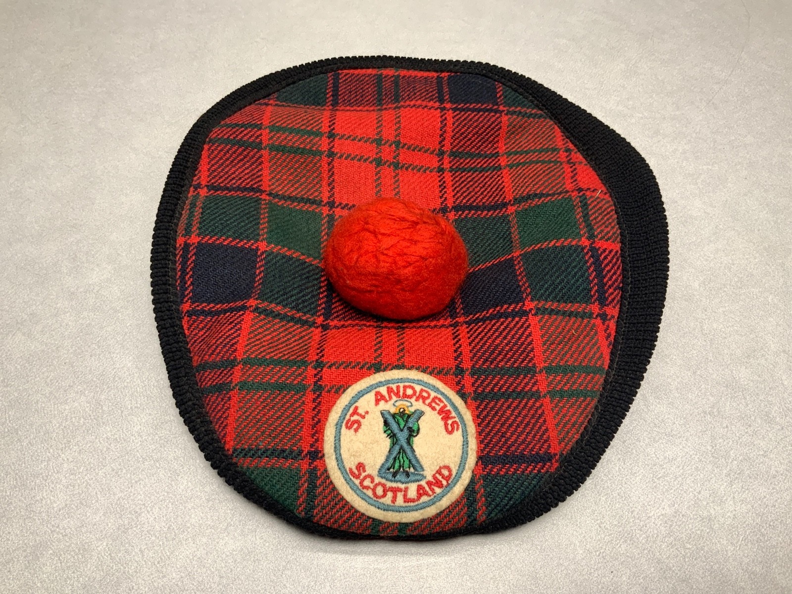 Vintage St. Andrews Scotland Tartan Tam O’Shanter Wool Plaid Golf Cap