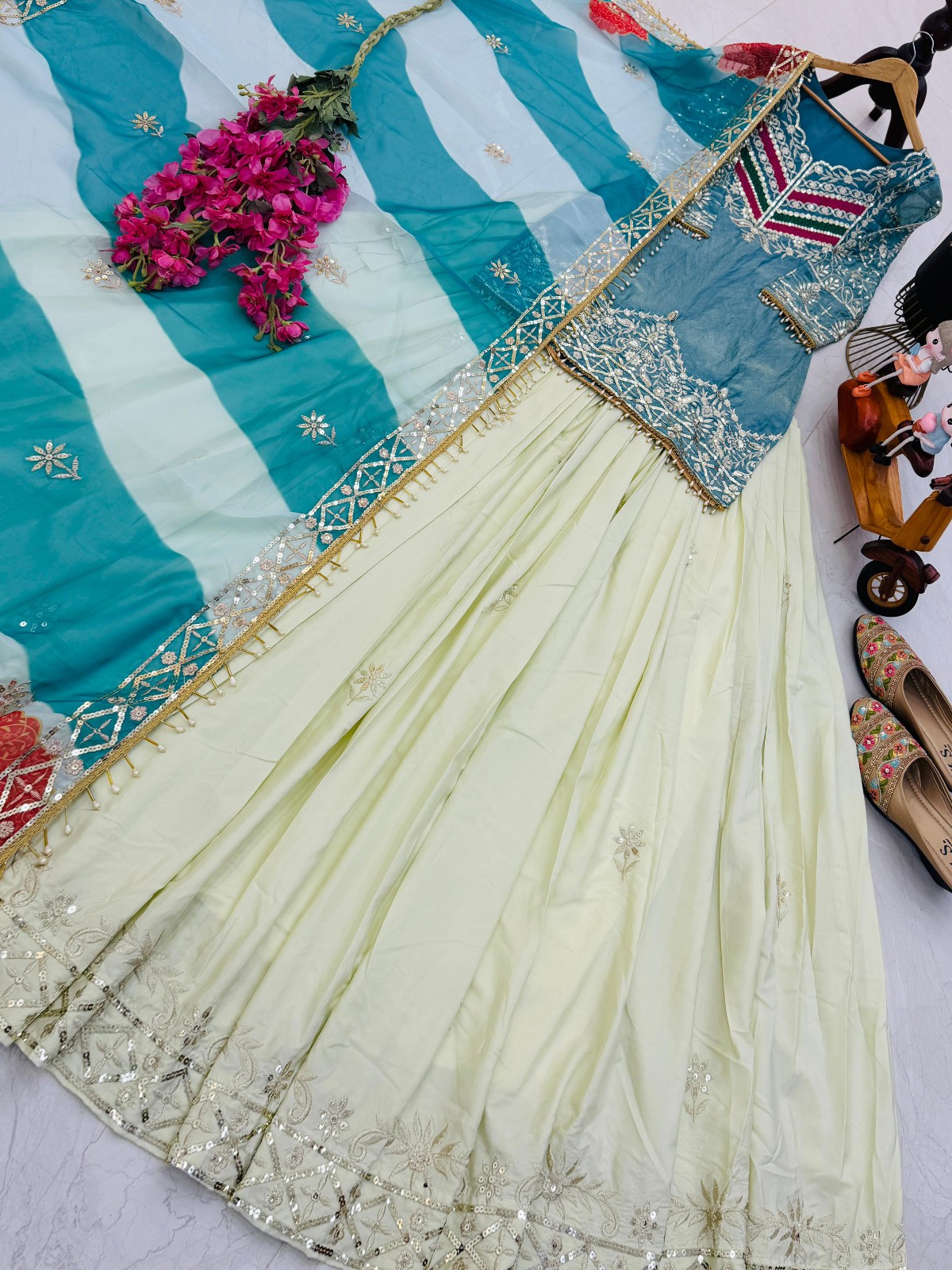 Ready To Wear Bridal Heavy Suit Wedding Pakistani Lengha Top Indian Ethnic Dress
