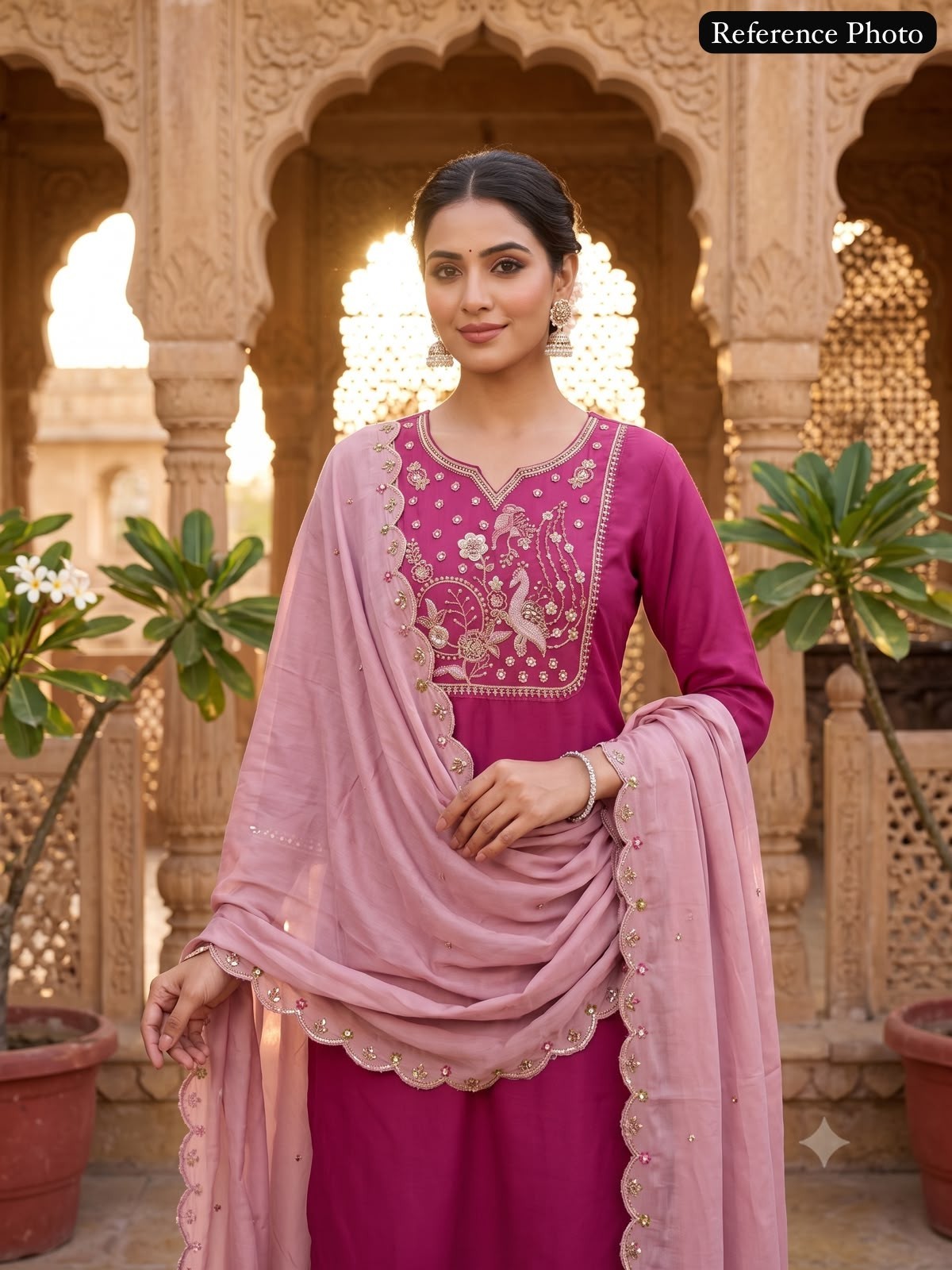Readymade Pakistani Designer Boutique Suit Rouge Roman Silk Kurti Dupatta Set