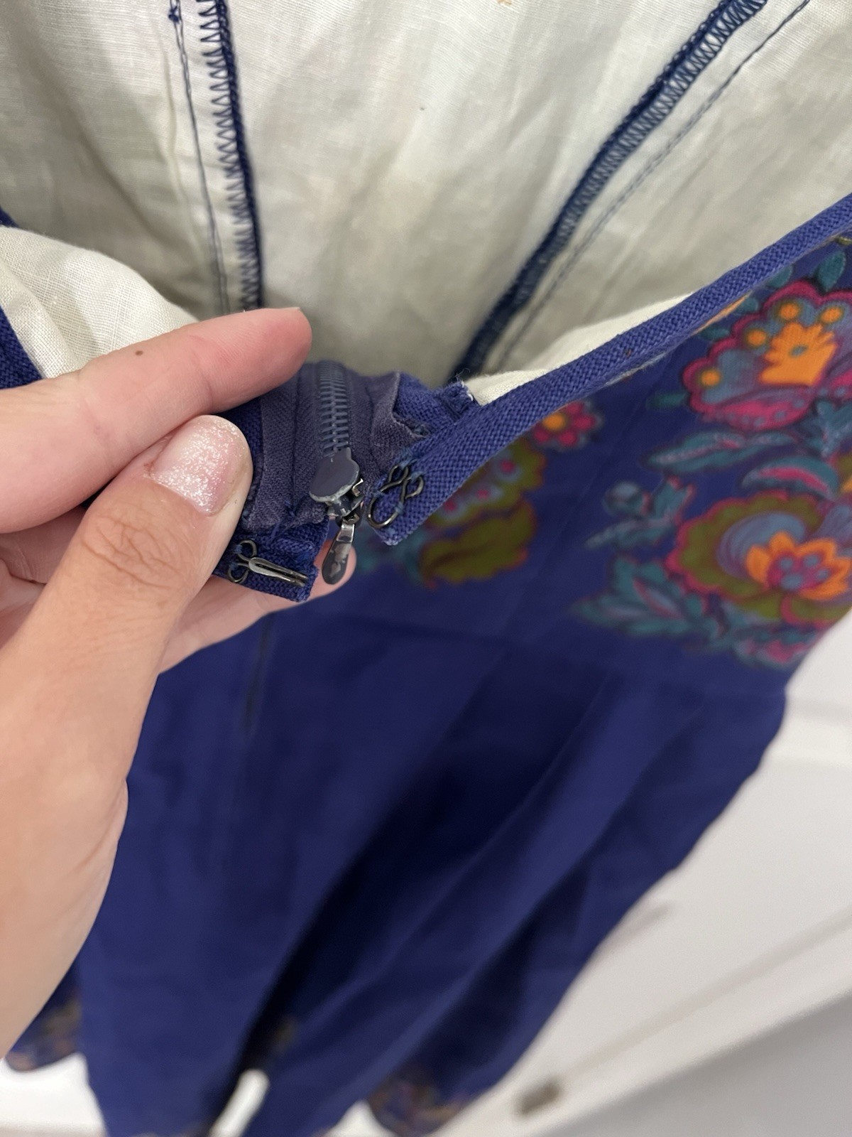 Vintage 1960s Heller Salzburger Trachten Blue Floral Dirndl Dress Oktoberfest