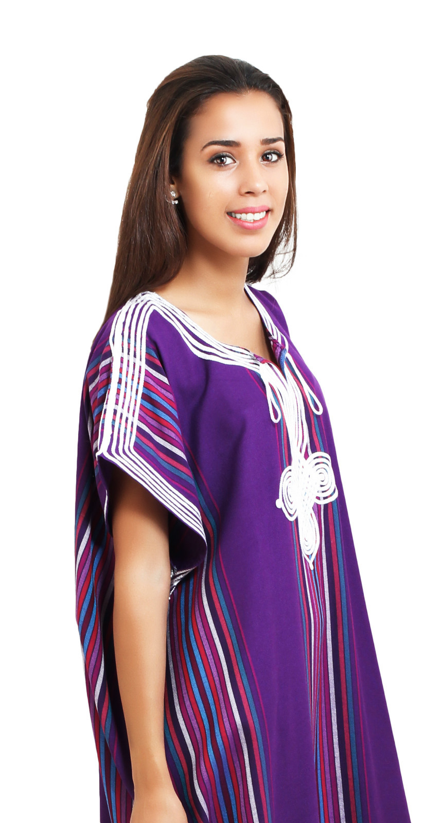 Moroccan Kaftan Caftan Beach Cover Up Summer Dress Casual Linen Sm-Lg Purple