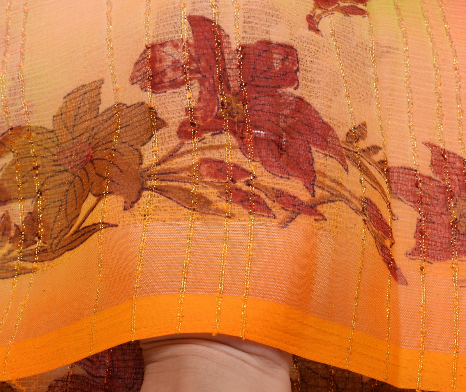 Sushila Vintage Multi-Color Saree Blend Silk Printed Floral Soft Craft Fabric
