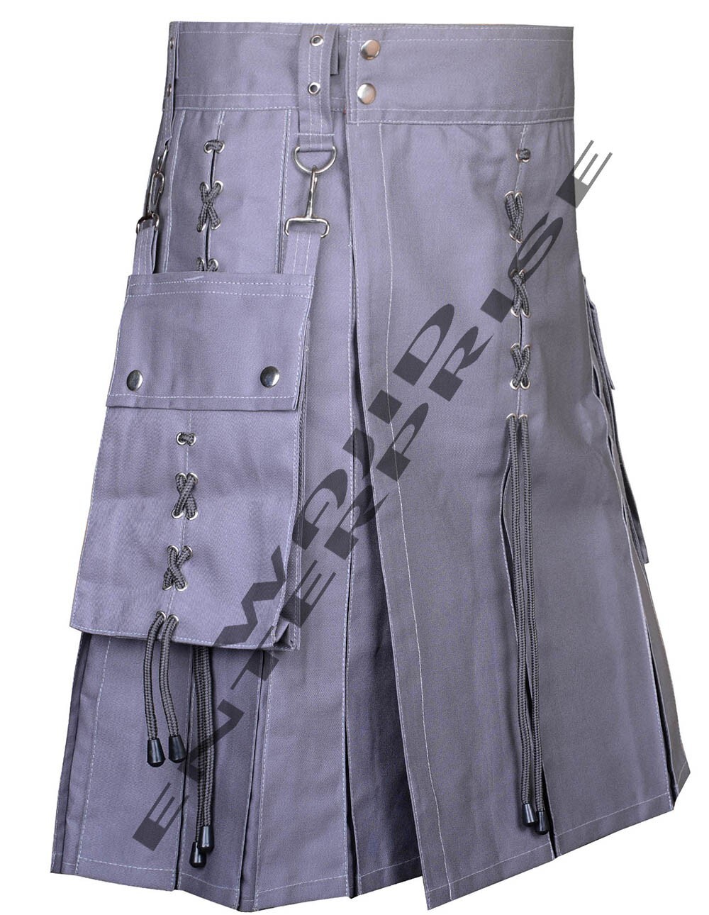 Scottish Handmade Grey Cotton Utility – Hybrid Kilt For Men’s – Custom Size kilt