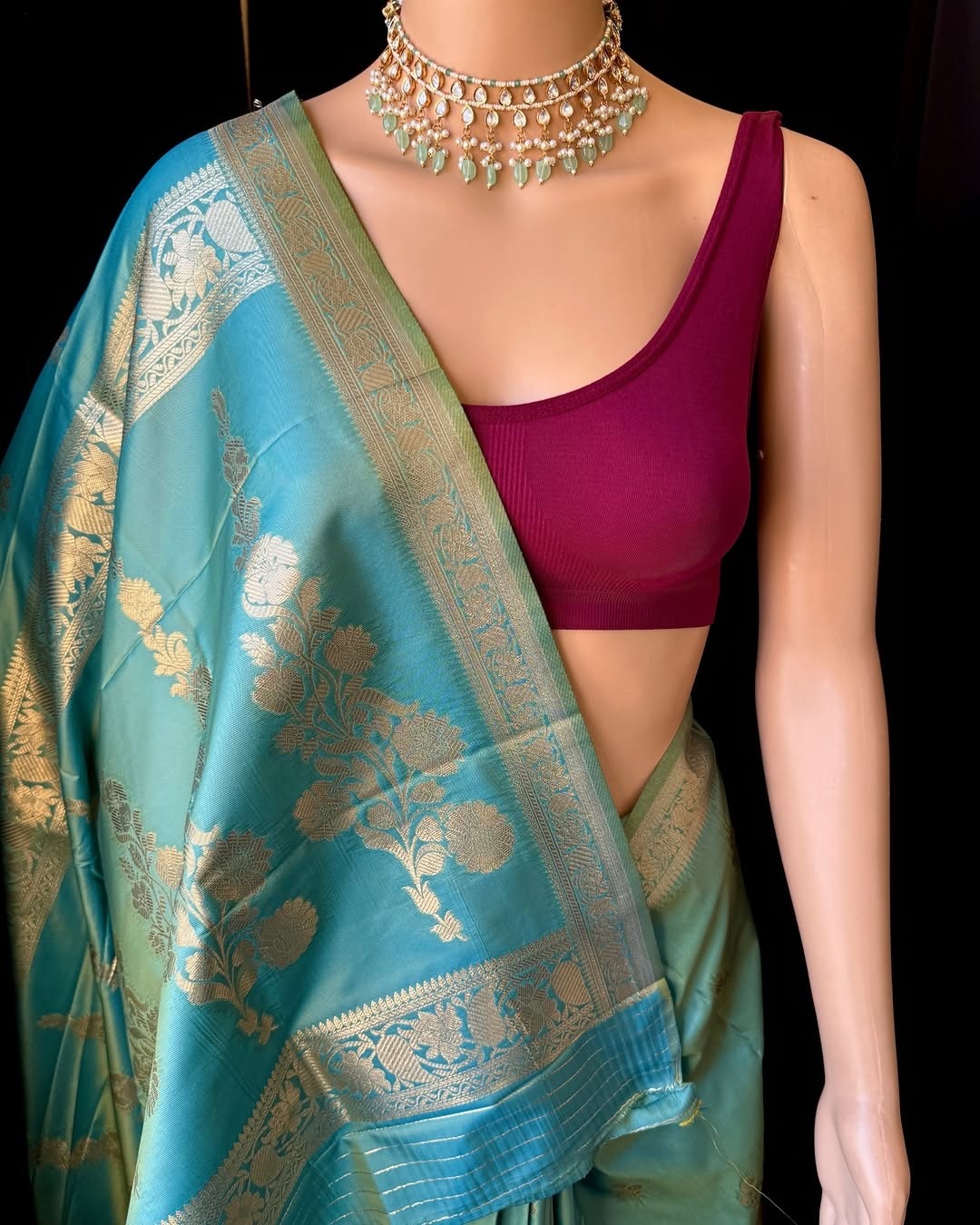 Designer Sari Bollywood Bridal Silk Saree Blouse South Indian Ethnic Ready made
