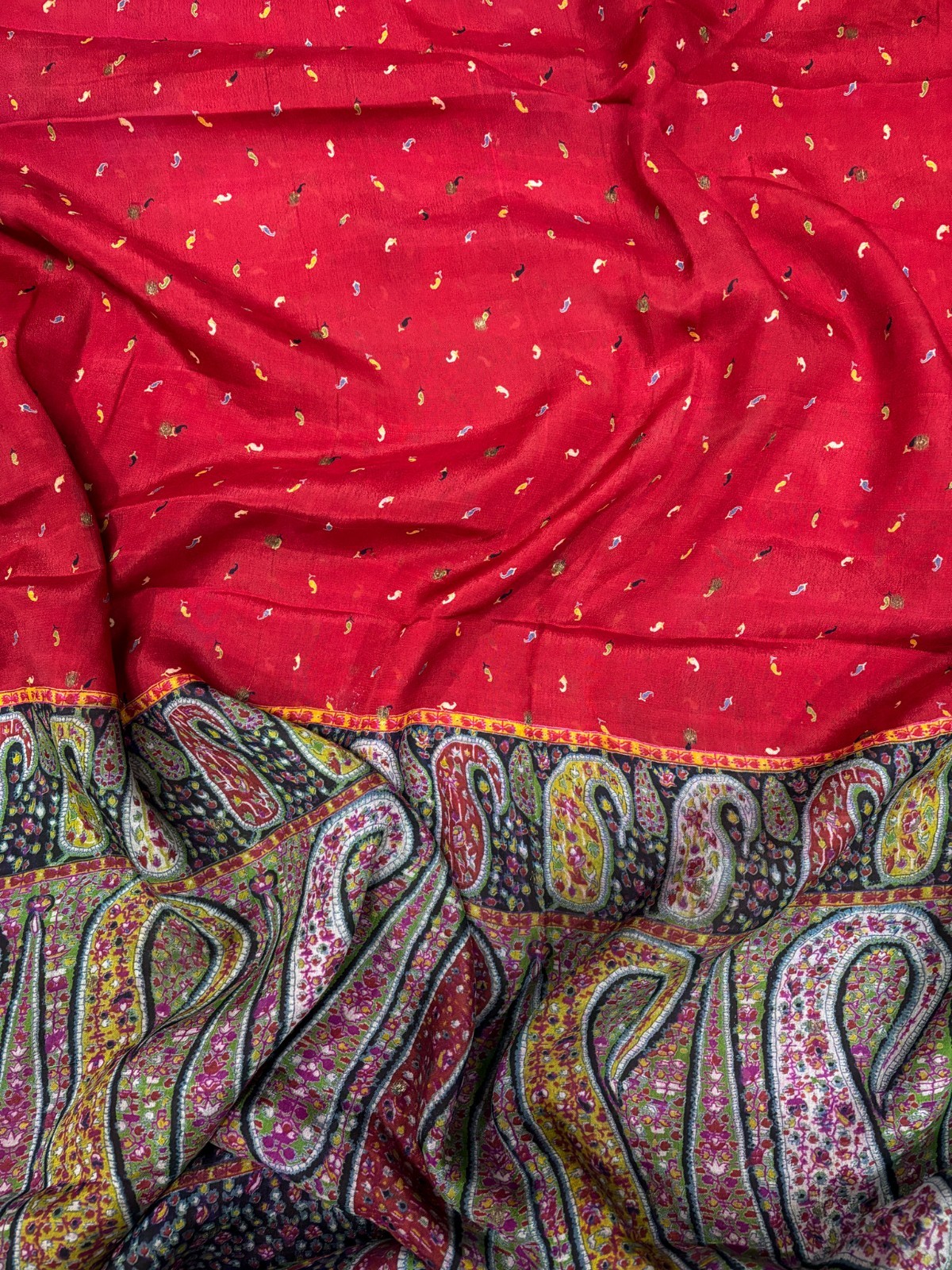 Vintage Chiffon Silk Saree, Lightweight Fabric for DIY & Sewing CS1117