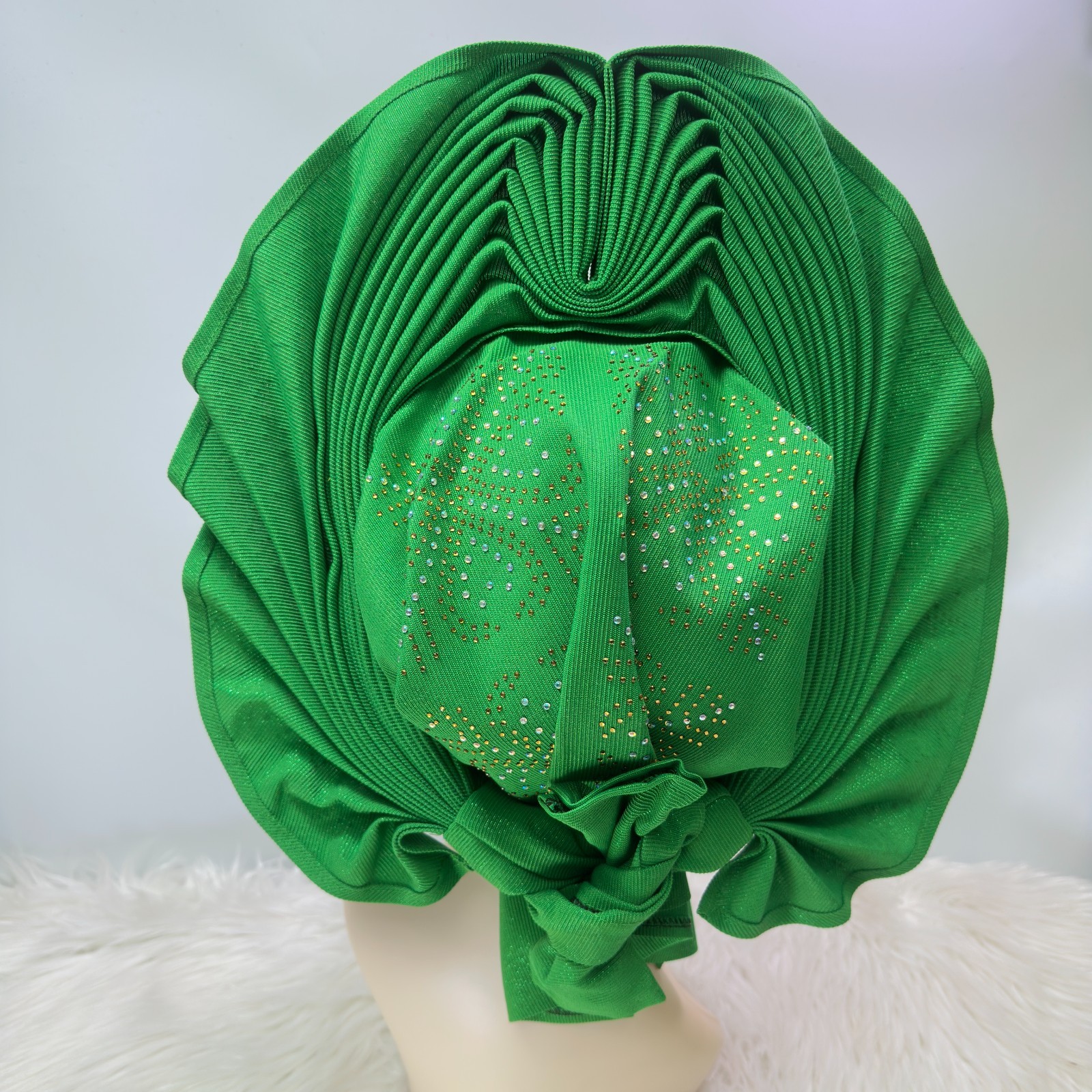 African Gele Fabric Headtie Stones Aso-Oke Turban Made Head Wear Hat Auto Gele