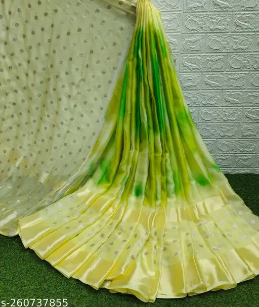 Women’s Chiffon Shibori Print with Jari Butti Blouse And Jari Border