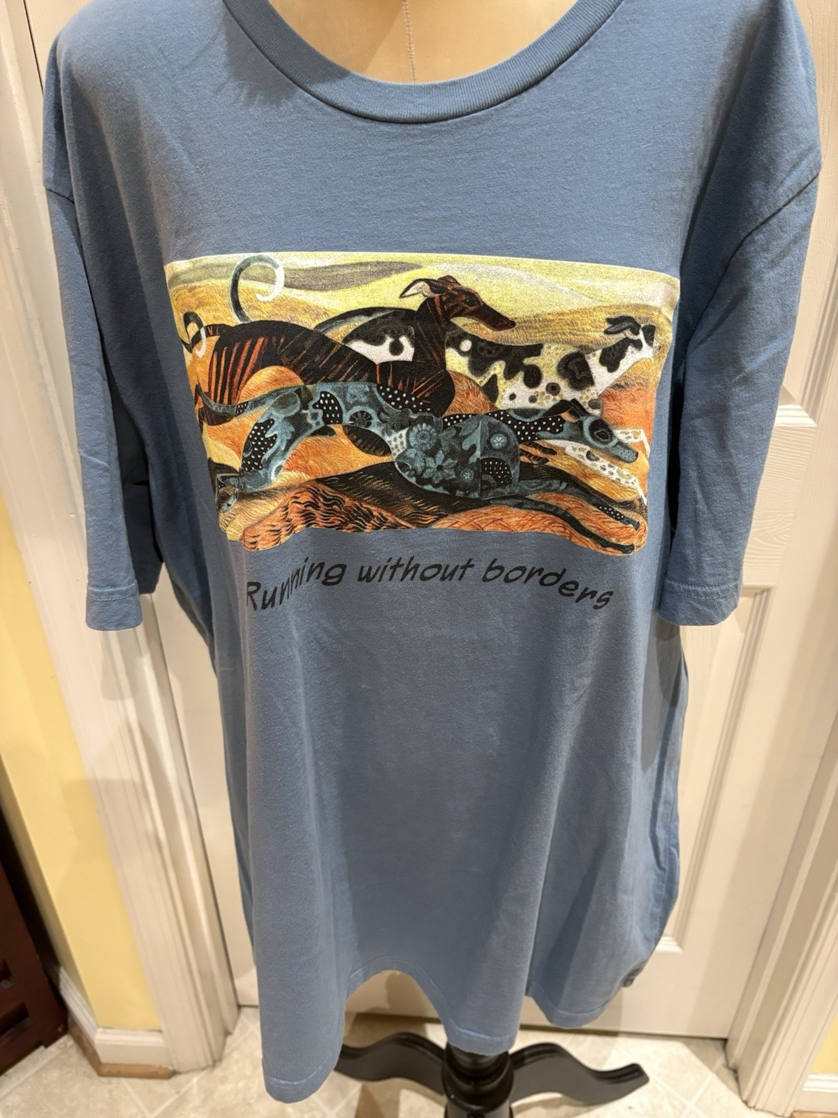 Running Without Borders Unisex T SHIRT Dahlia Ipcar’s Running Whippet Dogs 3XL