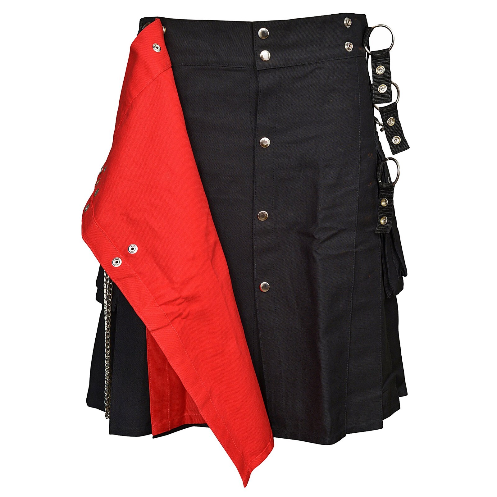 Utility Kilt Black with Removable Chains & Apron Scottish Outfit Wedding Dress