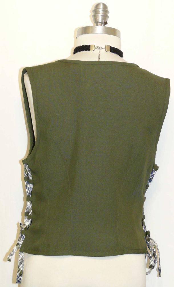 LACE UP Green German Women Trachten Suit Skirt VEST 6 S