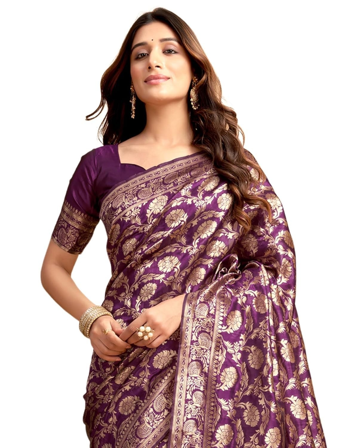 Women’s Banarasi Soft Silk Saree Pure Silk with Unstitched Blouse Piece