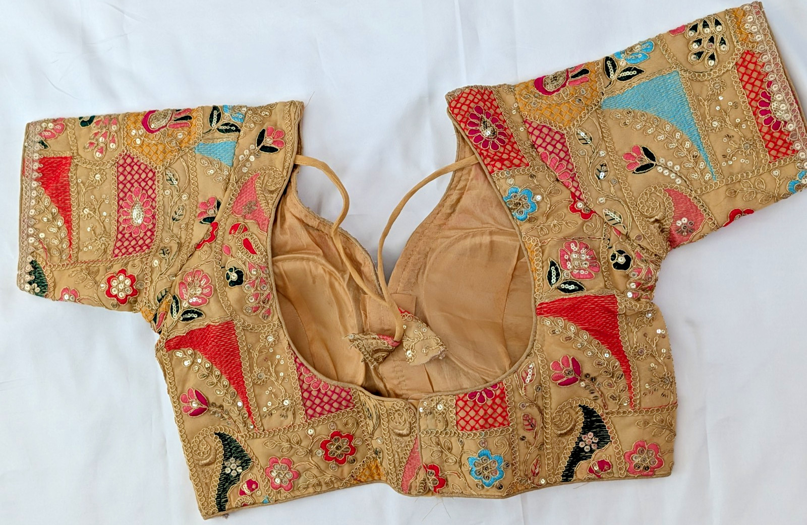Blouse Choli Embroidery Seuin Padded U-Neck Back Closure Ready Made Party Wear