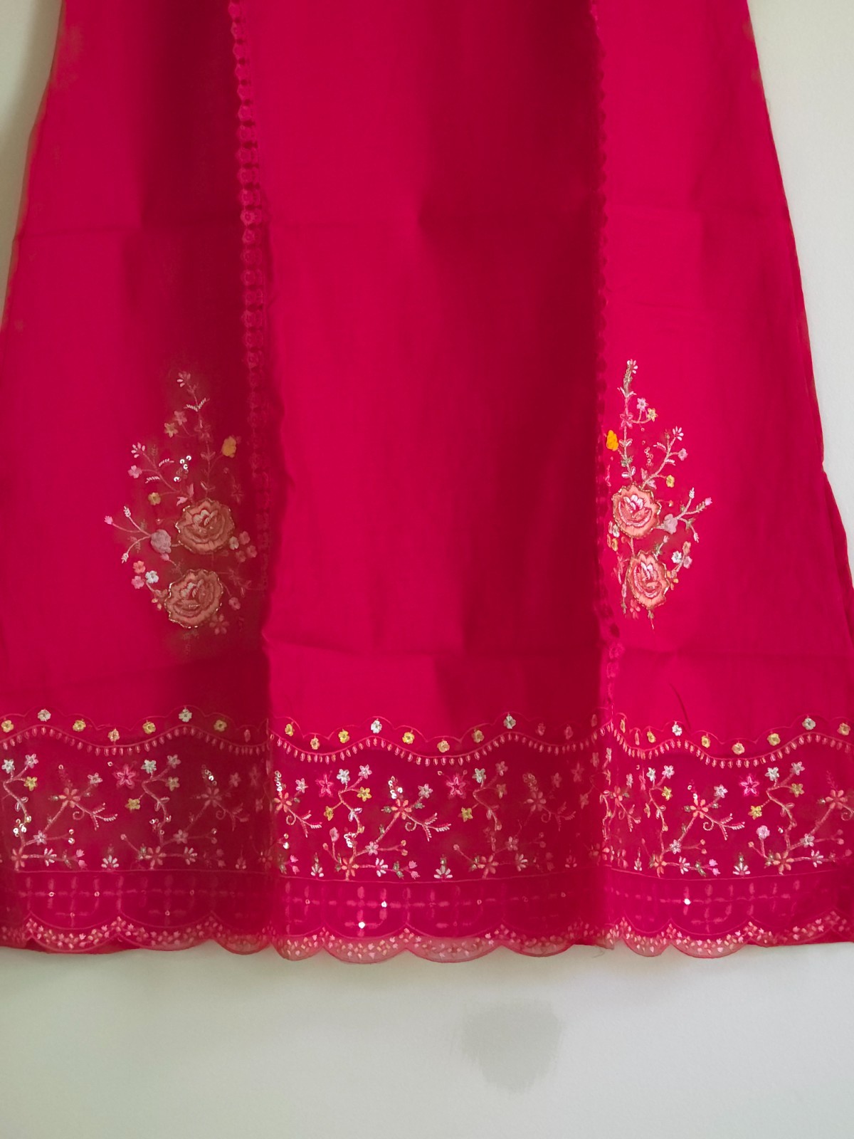 Beautiful Salwar sets with floral embroidery and sequence work, Organza dupatta