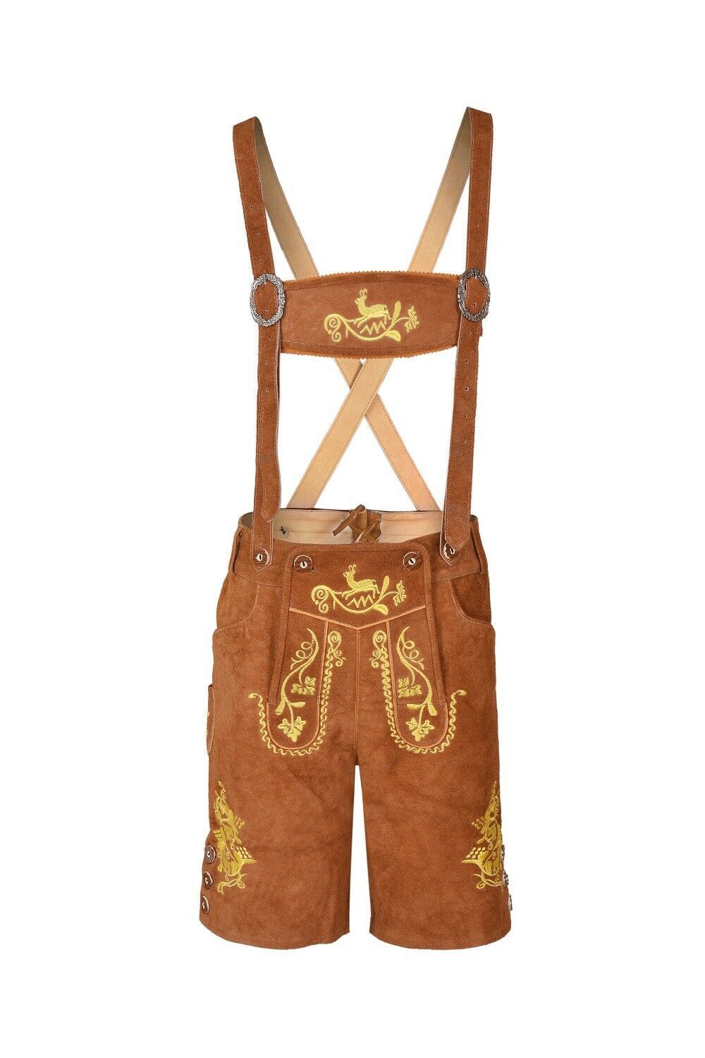 German Bavarian Oktoberfest Trachten Lederhosen Real Leather Men Matching Short