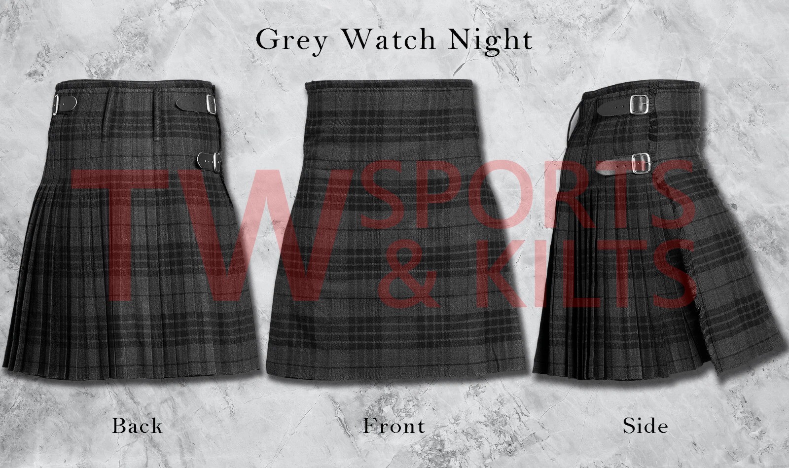 Scottish Men’s Outfit Grey Watch Tartan Kilt Set – 10 Pieces Kilt Accessories