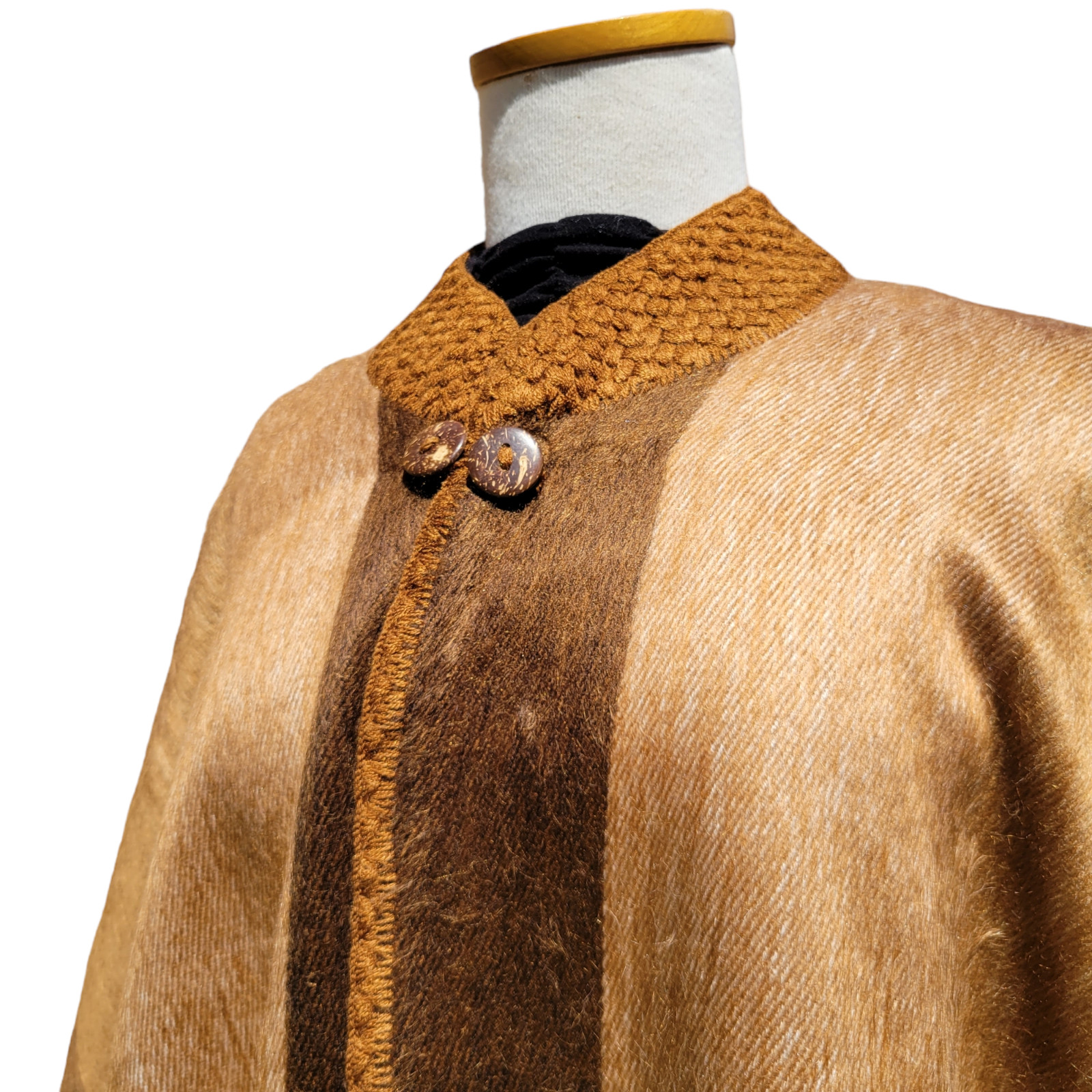 Alpaca wool unisex CAMEL brown cape made in the Andes New