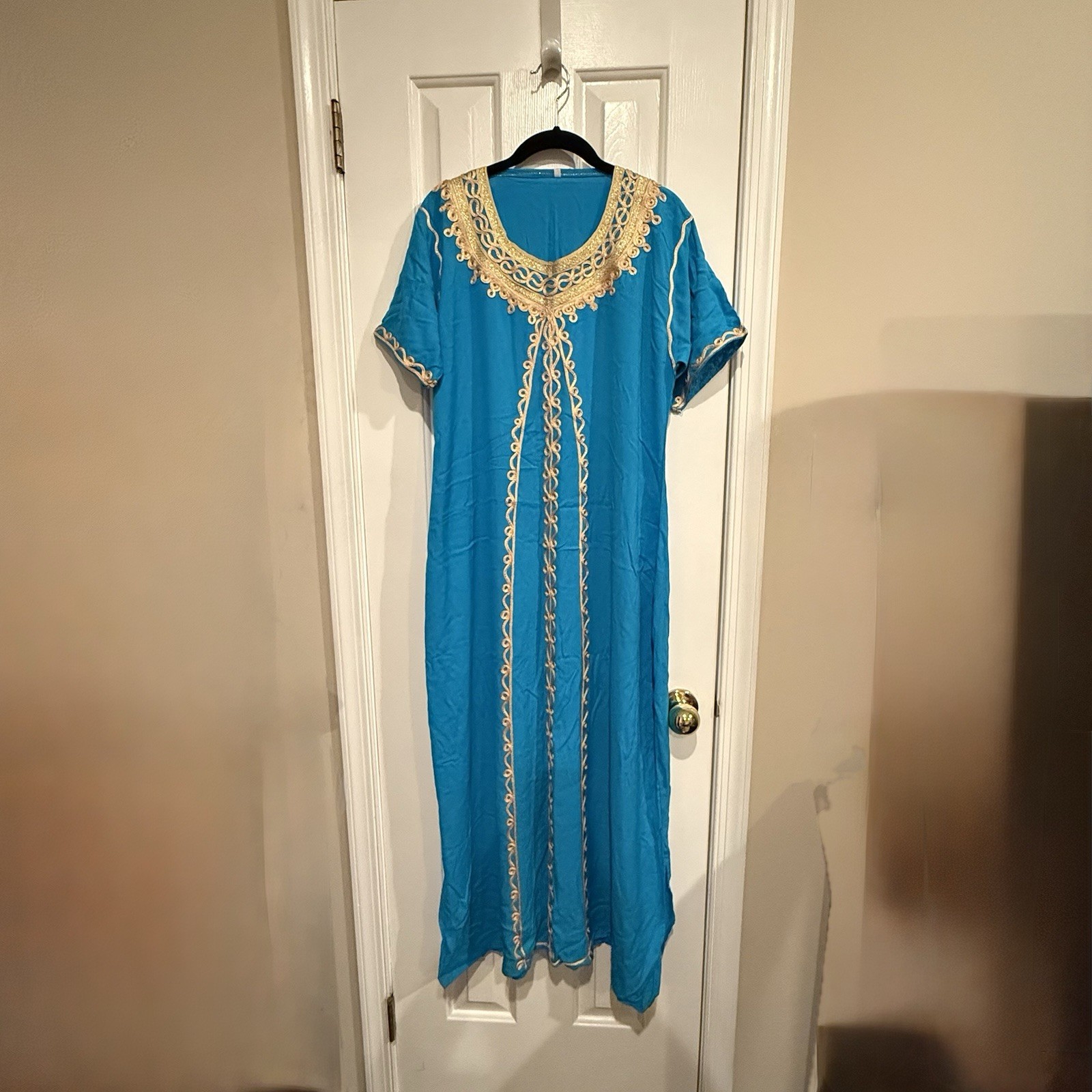 Moroccan Caftan Kaftan Women African Beach Summer Long Dress Light Blue