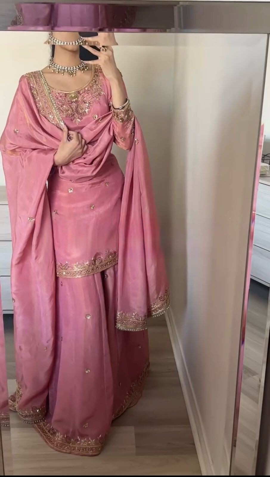 Women Wear Bollywood Party Kurta Sharara Dupatta Set Salwar Suit Kameez For Eid