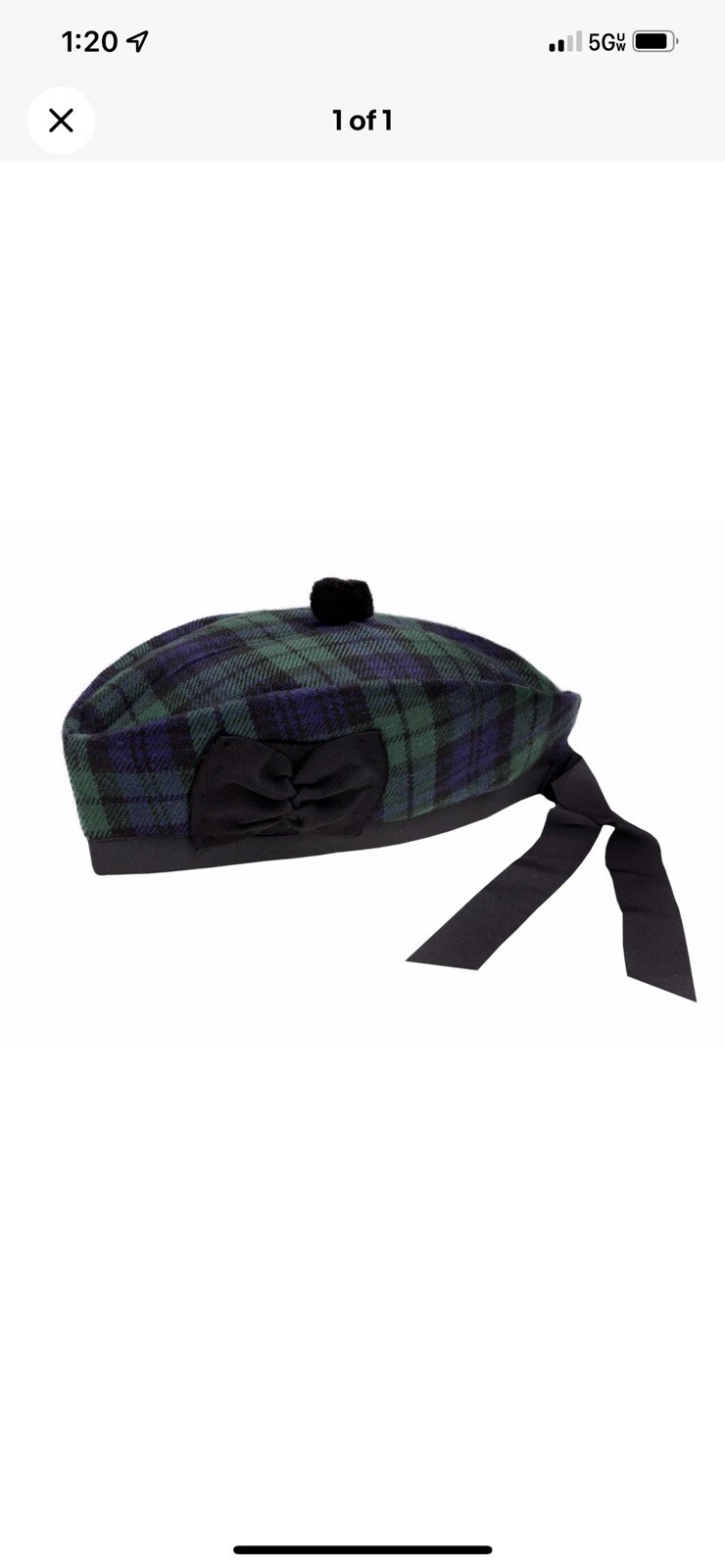 BLACK WATCH TARTAN 100% WOOL GLENGARRY HAT SCOTTISH HIGHLAND WEAR