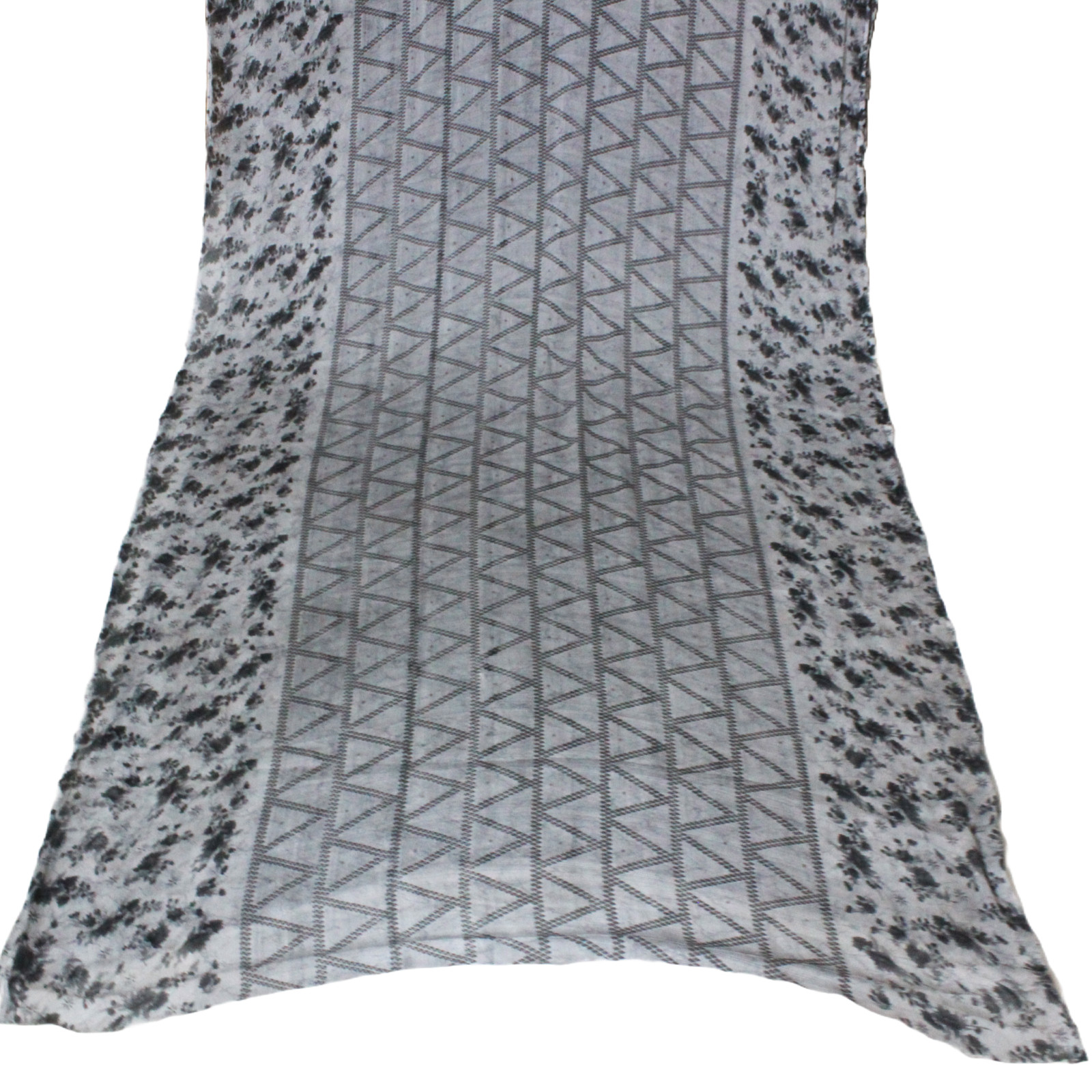 Gray Printed Saree Vintage Sewing Dress Women Wrap Used Sari Material Dress 5YD