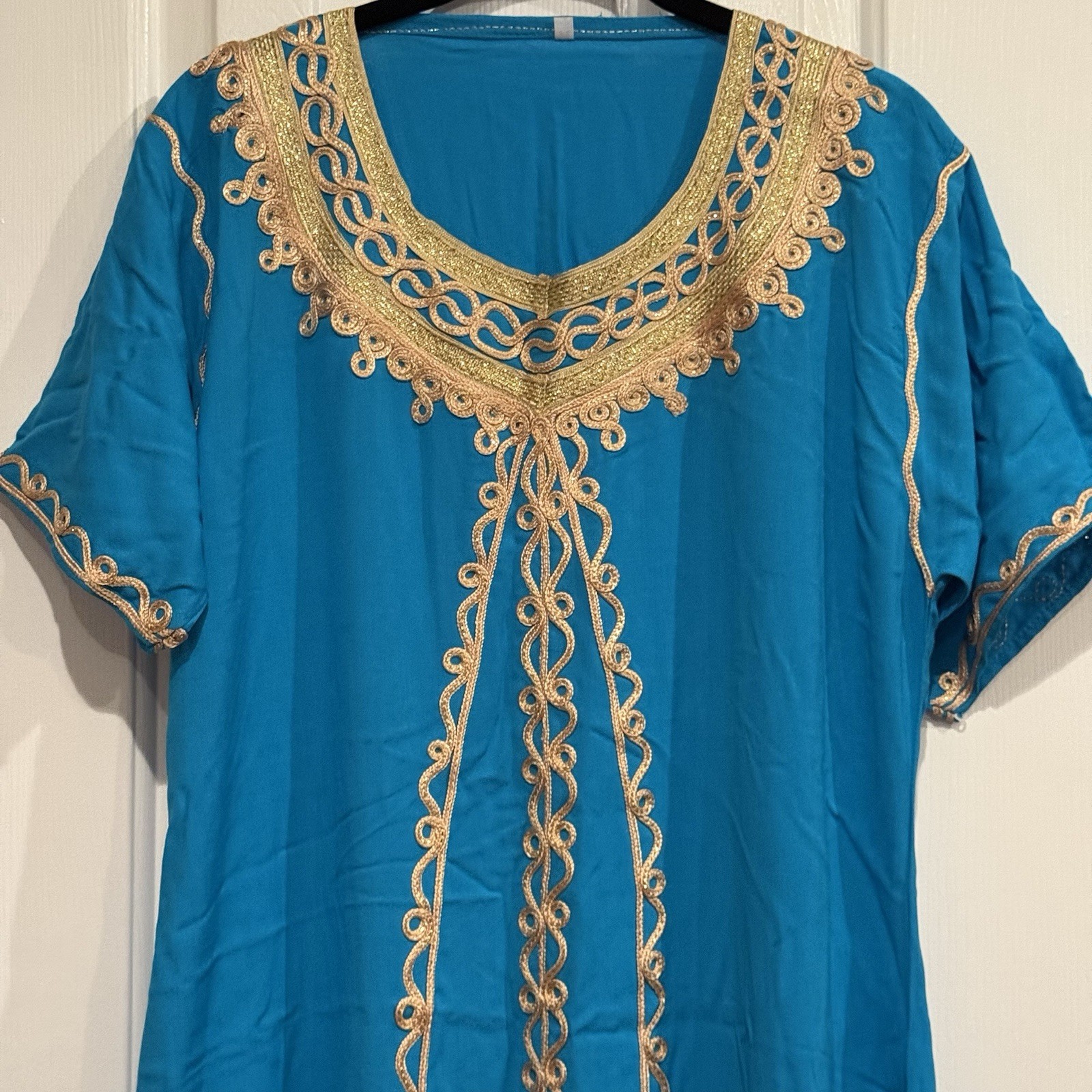 Moroccan Caftan Kaftan Women African Beach Summer Long Dress Light Blue
