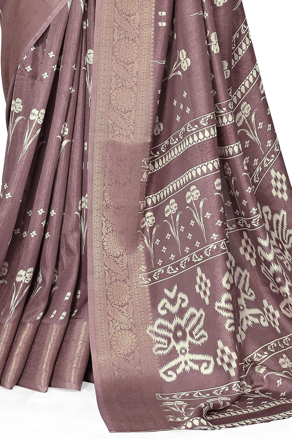 Women’s Silk Blend Block Printed Saree with Blouse Piece