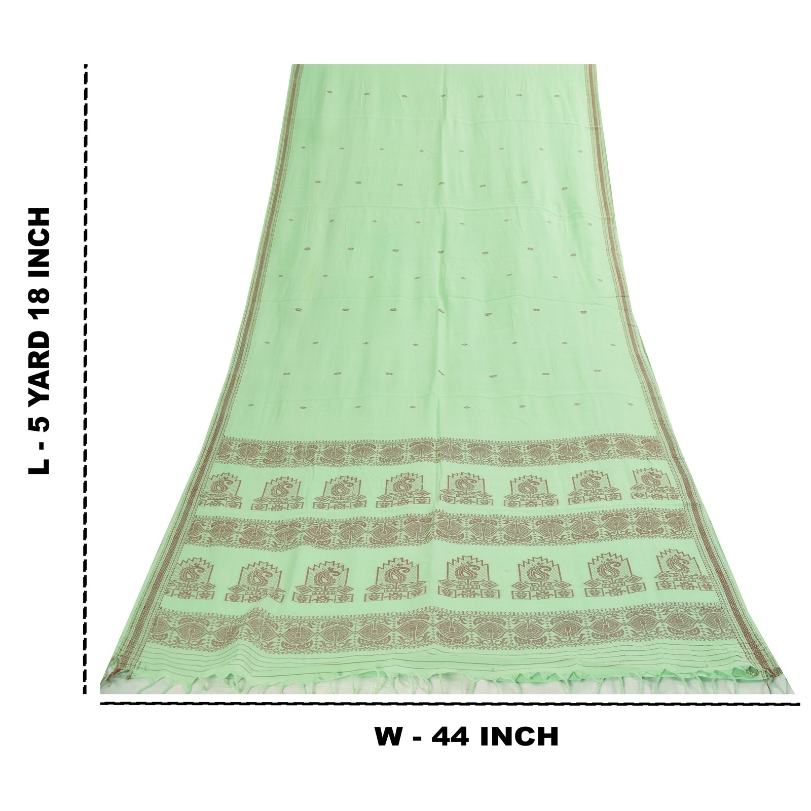 Sanskriti Vintage Sarees Begumpuri Pista Green Handwoven Pure Cotton Sari Fabric