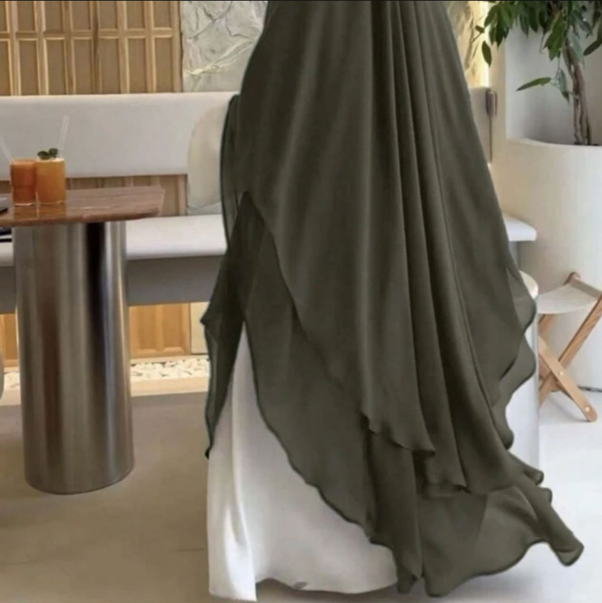Modest Muslim Women Chiffon Khimar Overhead Hijab Prayer Abaya Long Tops Dress