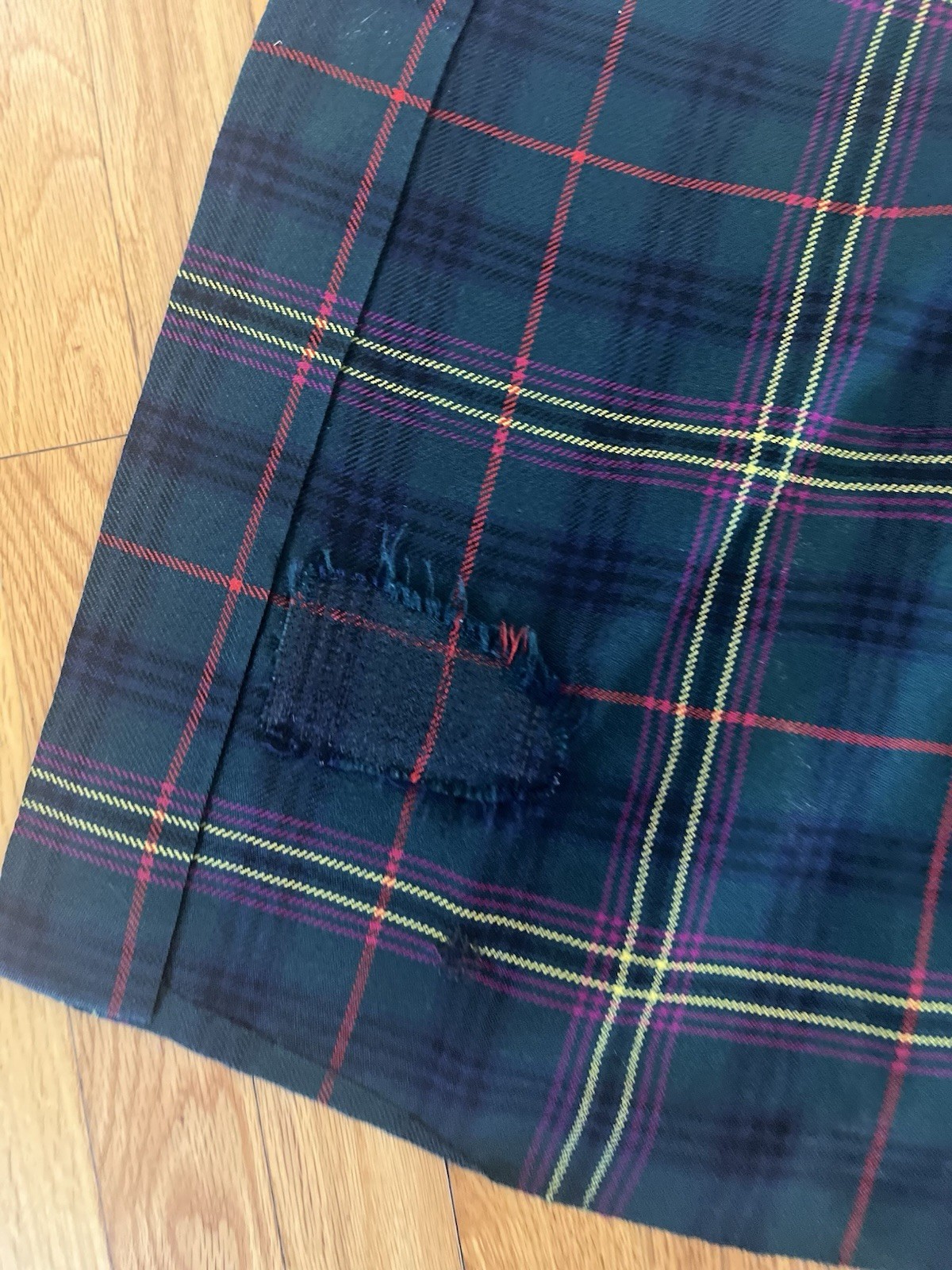 Vintage Thomas Gordon Kilt Green Plaid Kennedy Tartan in Modern Colors w/ Pin