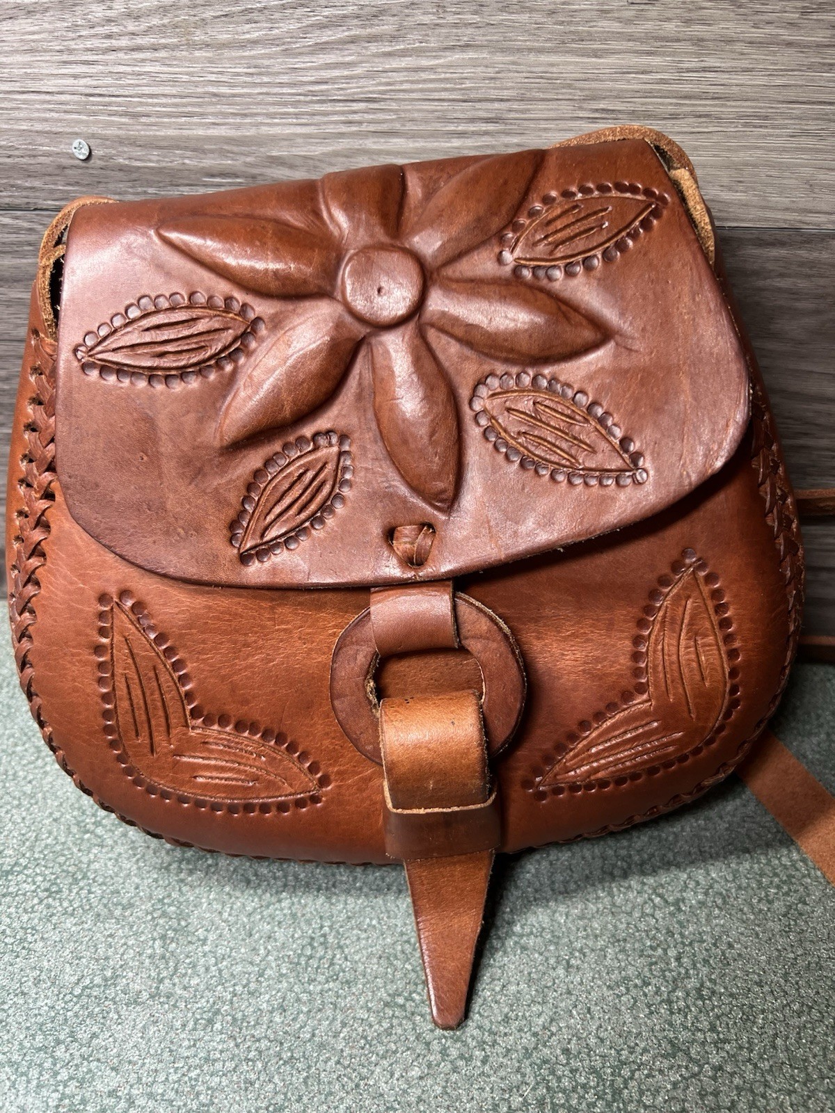 Mexican Leather crossbody purse, bag, real leather purse Brown / Embroidered