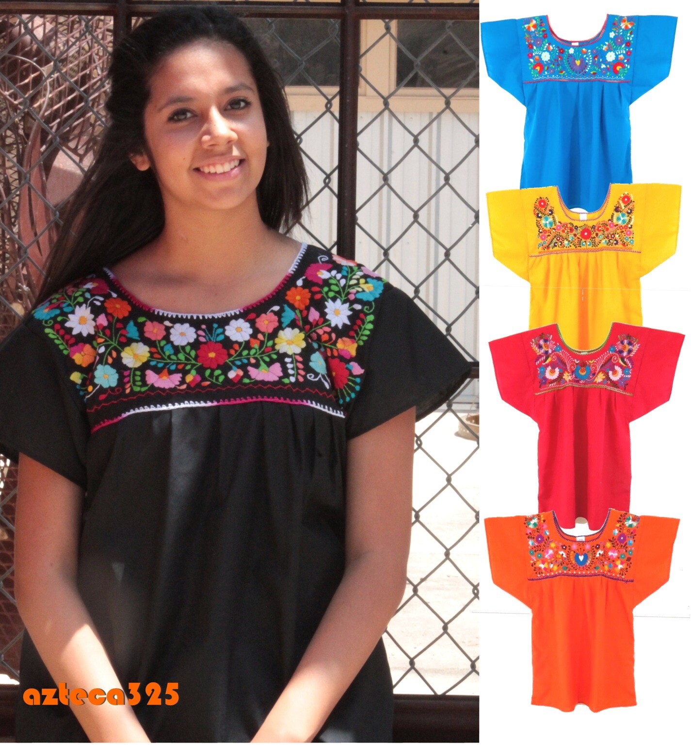 Mexican Blouse Puebla Hand Embroidered Assorted Sizes and Colors S to 3XL