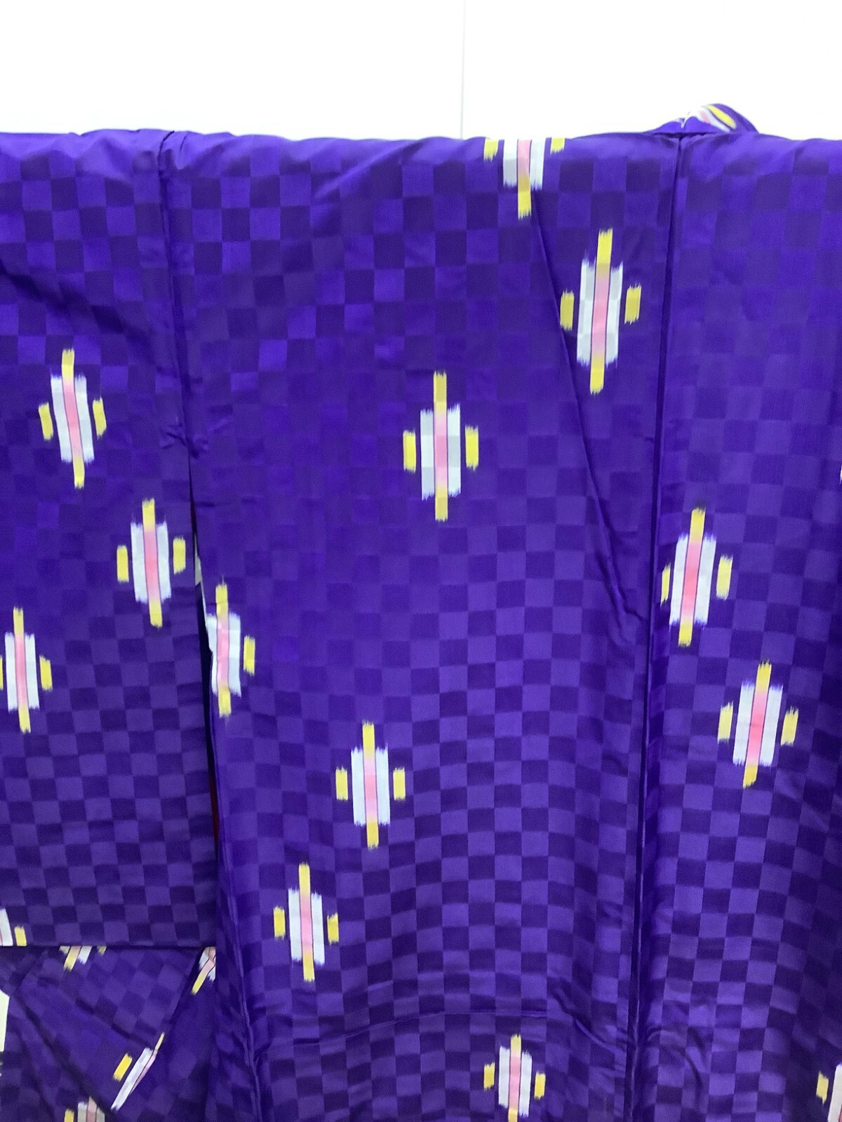 Japanese Vintage Kimono polyester blue purple tradition Height 59.84inch