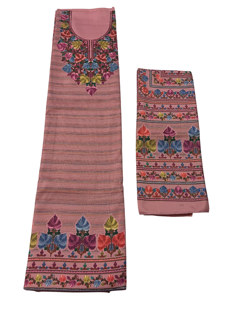 Floral Print Acrylic Wool Blend Unstitched Salwar Suit Material For Women
