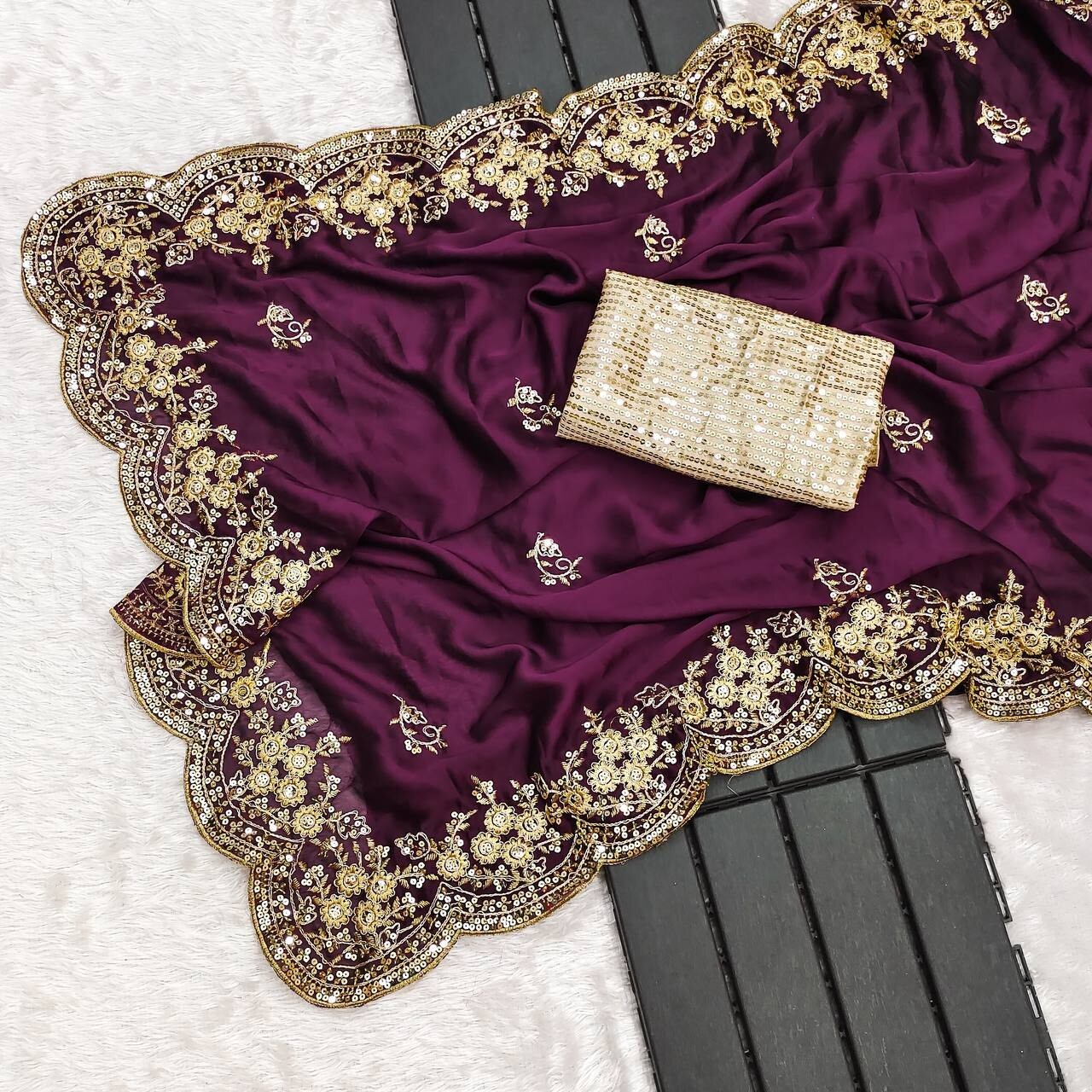 Designer Sari Bollywood Bridal Silk Saree Blouse South Indian Party Wear Saree