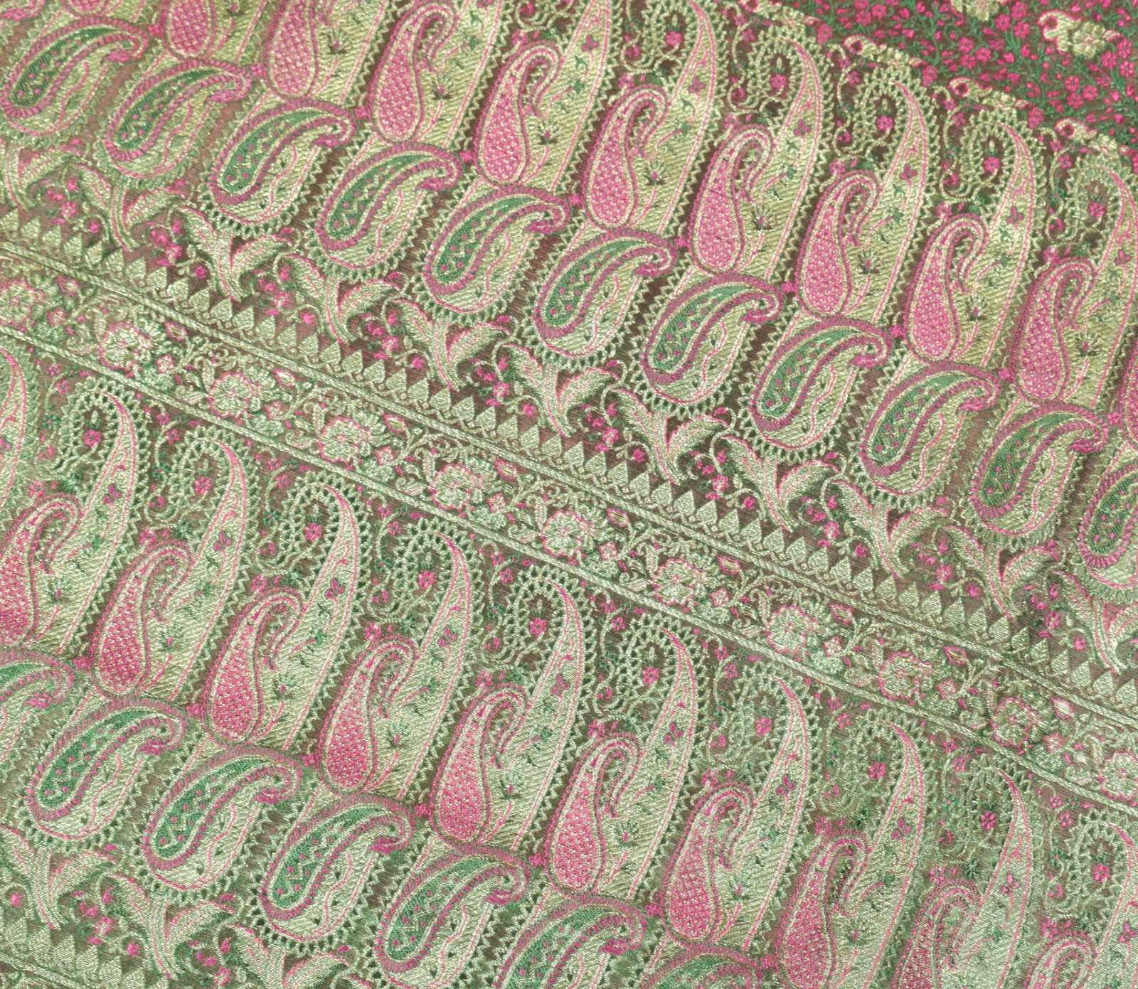 Sushila Vintage Heavy Green Saree Pure Satin Silk Banarasi Brocade Sari Fabric