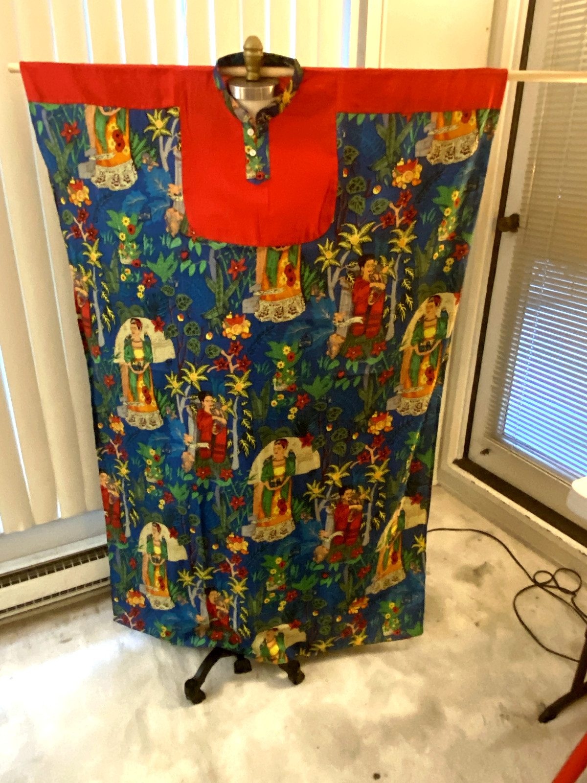 Kaftan Frida Khalo Red Blue Women’s Men’s Unisex New Mexico Cotton Light Weight