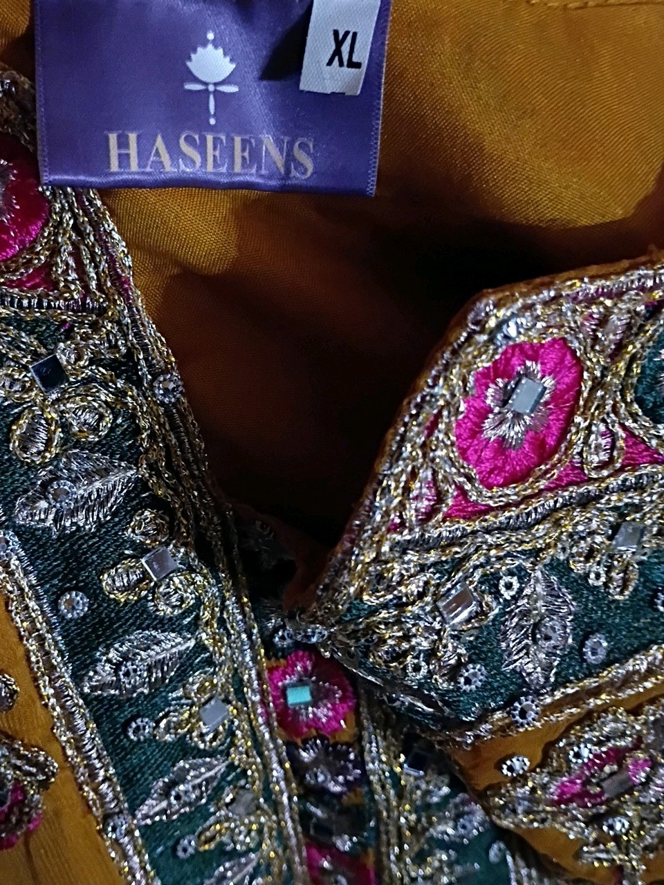 HASEENS Women’s XL Yellow Embroidered Salwar Kameez Traditional Style Set