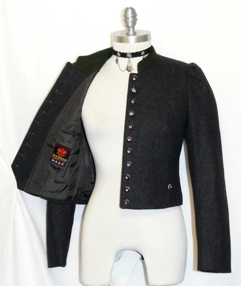 BLACK ~ WOOL German WINTER Short Hunting Riding Dress Suit JACKET Coat / 4 XS