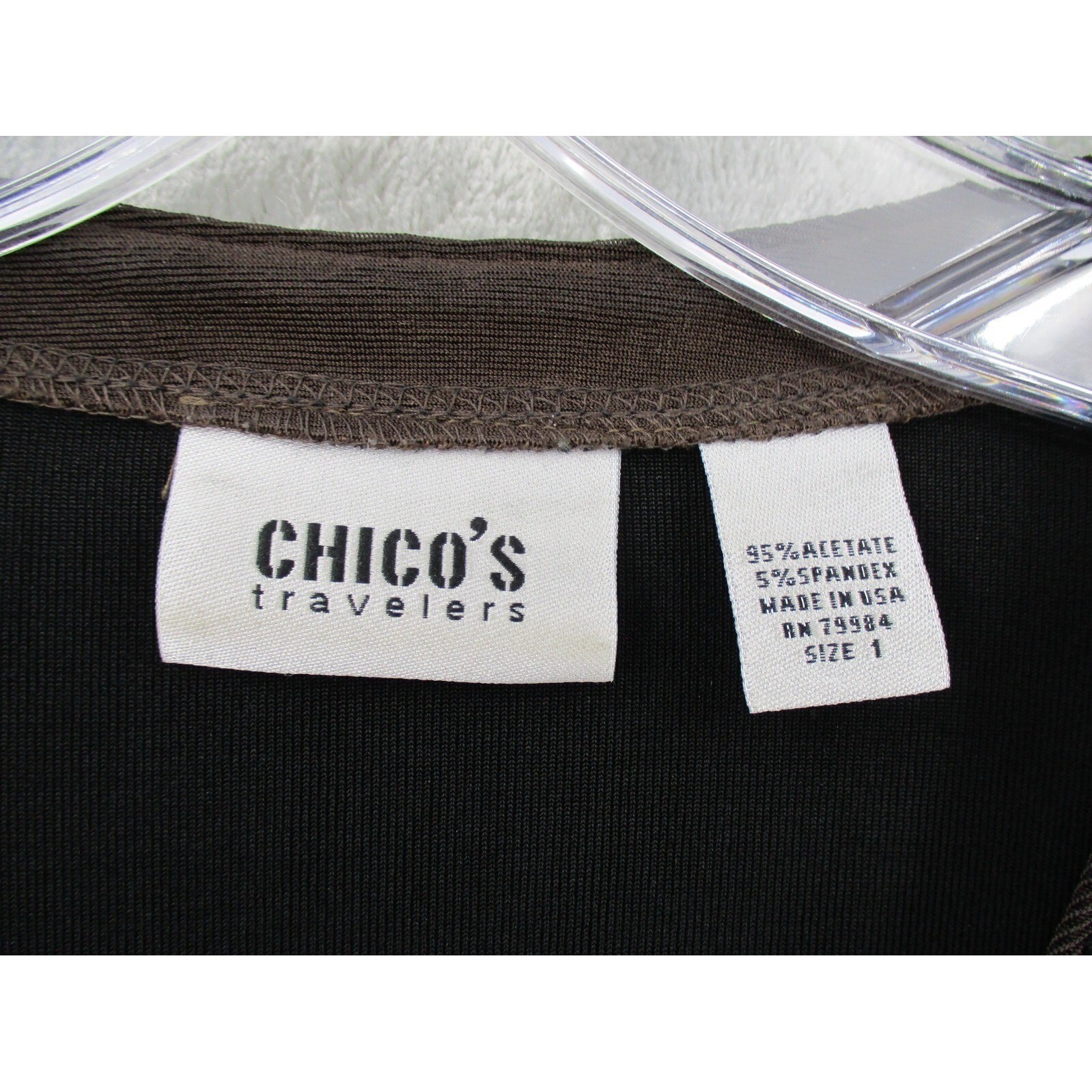 Chicos Blouse 1 US Medium Travelers Slinky Knit Minimalist Travel Topper Stretch