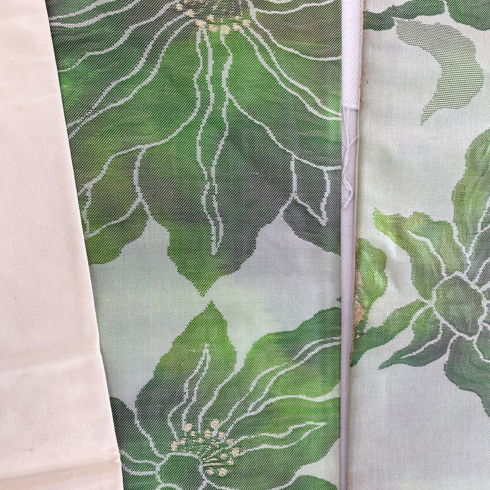 Japanese Vintage Kimono Nagoya Obi Silk Green Drit Traditional 137 x 12 in