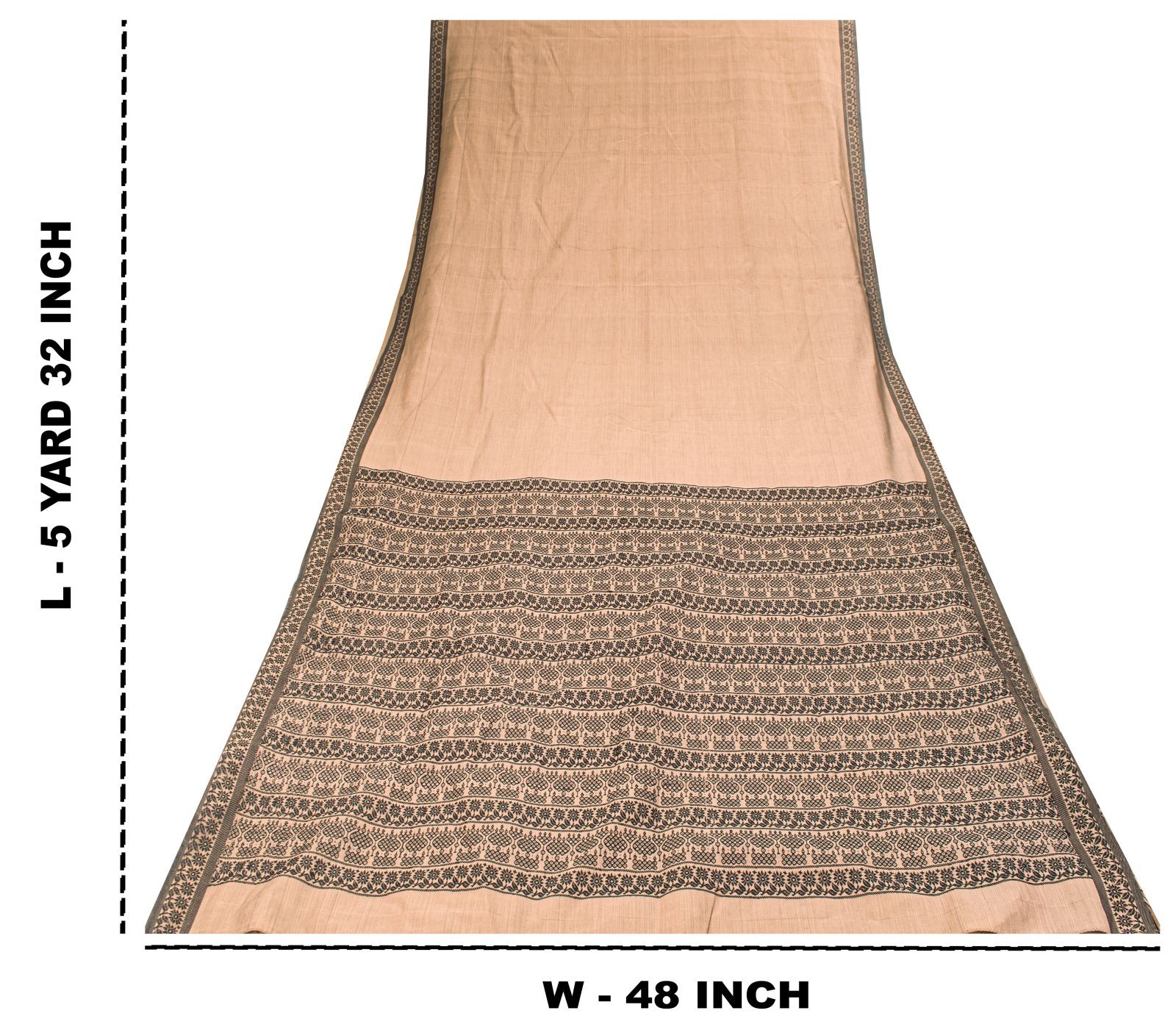 Sanskriti Vintage Saree Brown Blend Cotton Indian Woven Craft Fabric Sari 5.5+Yd
