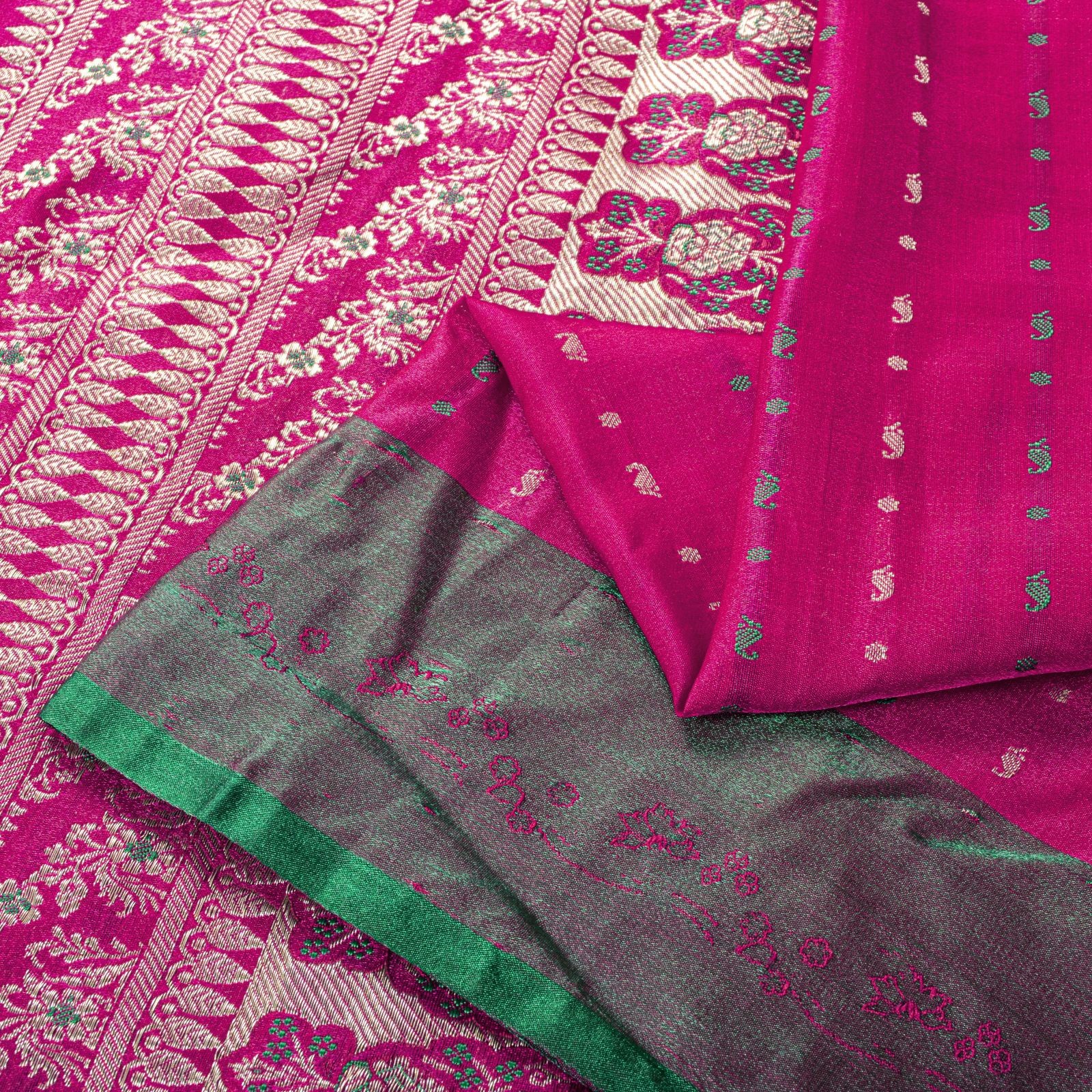 Sanskriti Vintage Pink Blend Silk Saree Zari Hand Woven Banarasi Brocade 5Ydsari